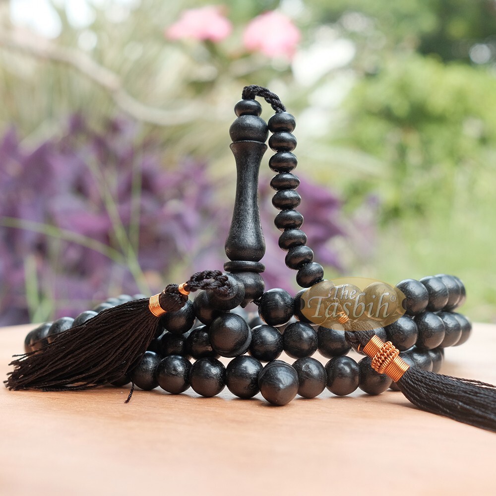 Islamic Indonesian Black 8mm Tasbih Citrus Wood with Copper-decorated Tassels