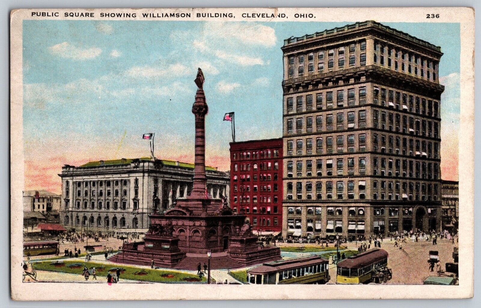 Postcard Public Square Showing Williamson Building Cleveland Ohio C12
