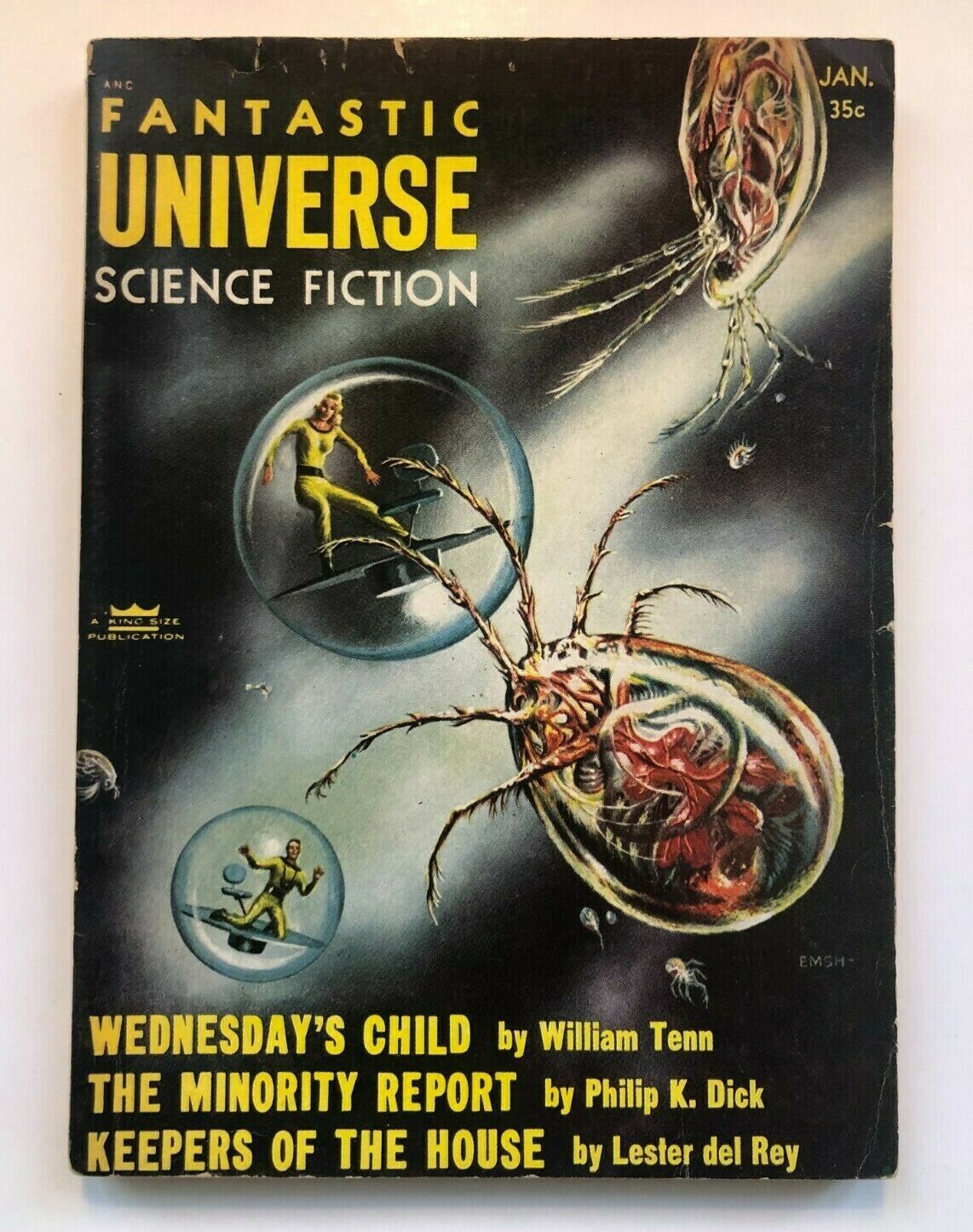 FANTASTIC UNIVERSE PHILIP K DICK MINORITY REPORT JAN 1956 COVER by Ed Emshwiller