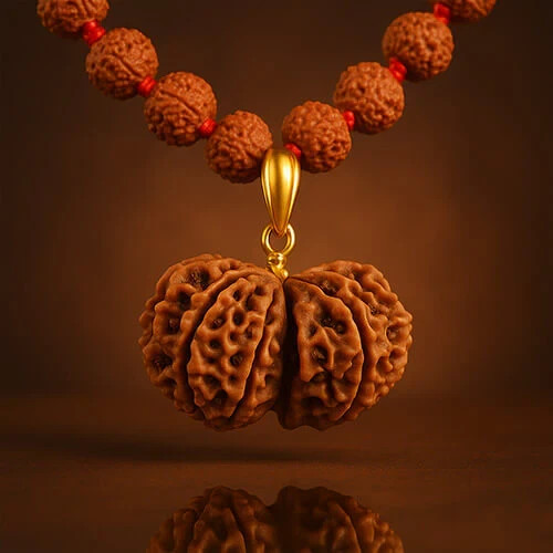 Natural Gauri shankar rudraksha silver cap Pendent Lab certified Nepal origin
