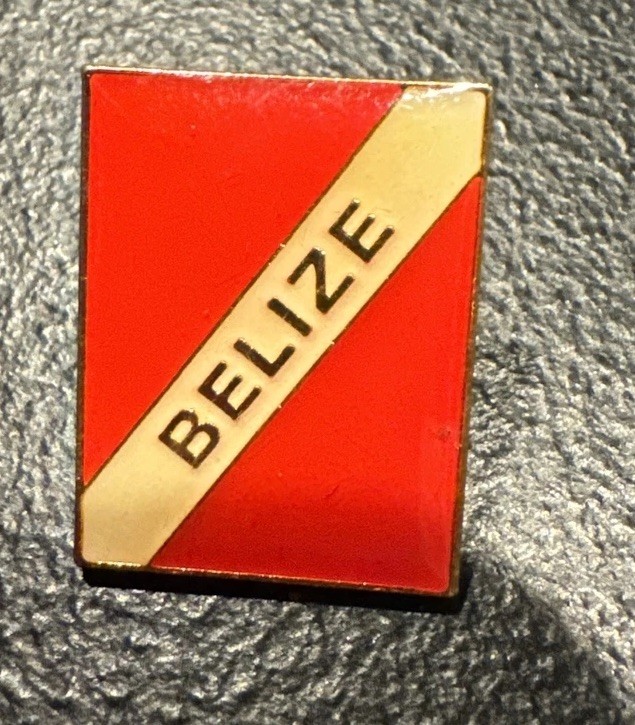 Rare Vintage Belize Lapel Pin Red And White