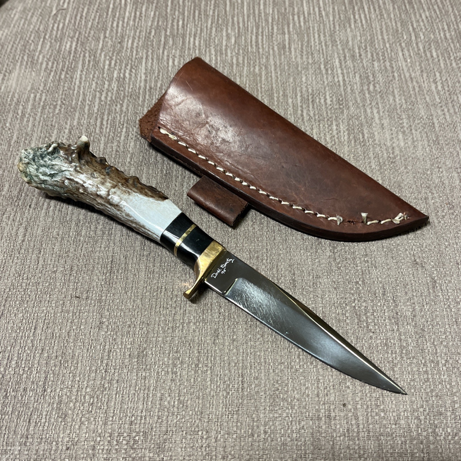 Custom Made David Benitz Knife, Unused, Stag 440 Stainless, 7 7/8\