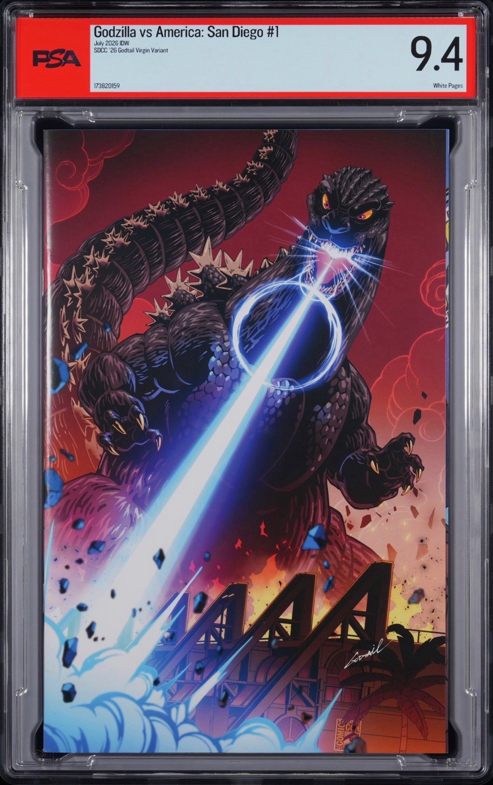 SDCC 2026 Godzilla vs America: San Diego Variant Cover by Godtail  PSA 9.4