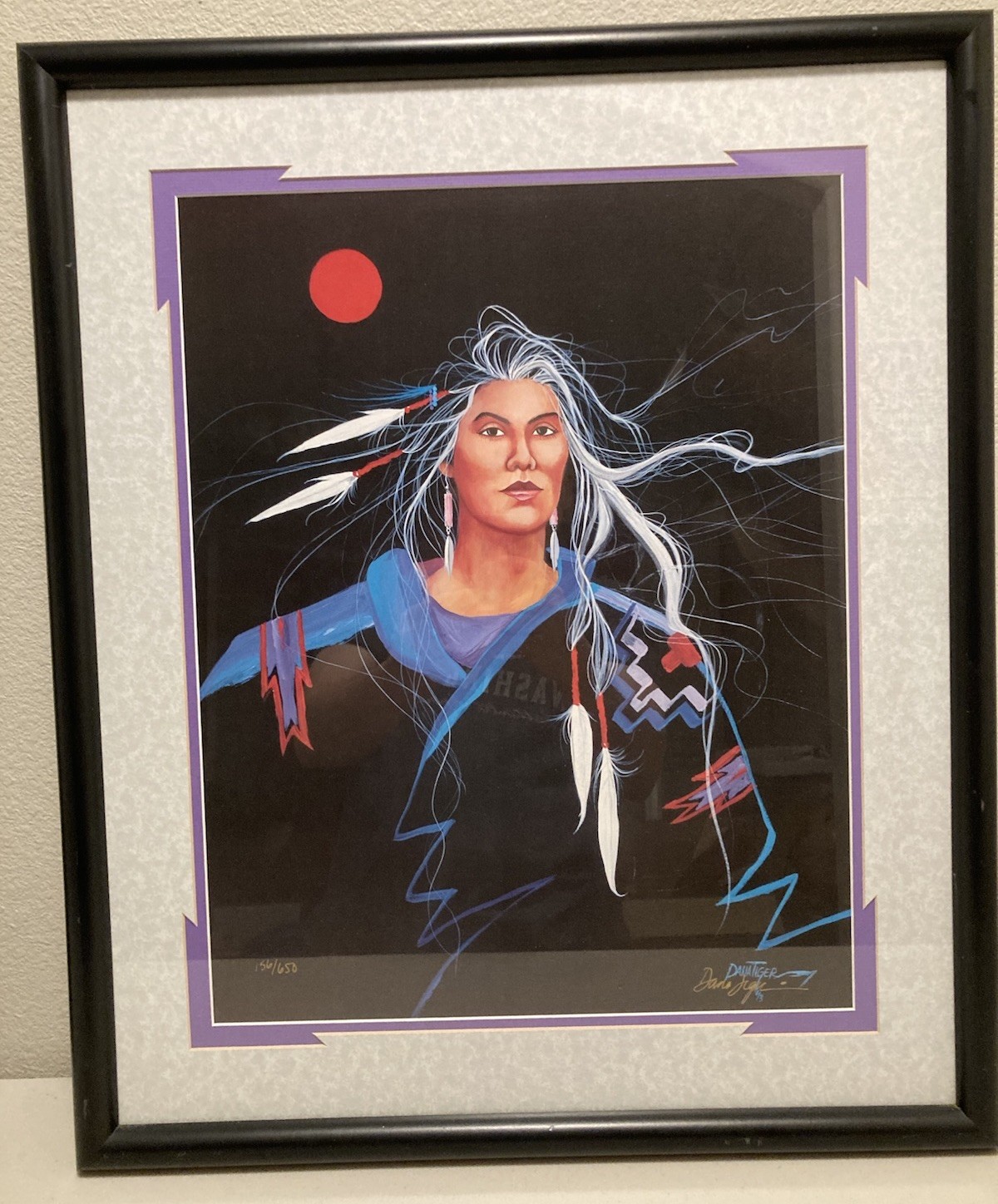 Dana Tiger 1993 Signed Native American Lithograph Art Print Framed 156/650