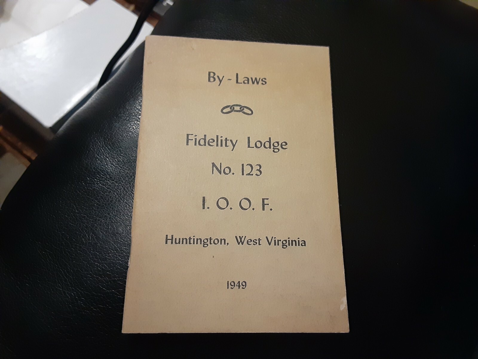 By-Laws 1949 Fidelity Lodge No 123 I.O.O.F. Odd Fellows Huntington West Virginia