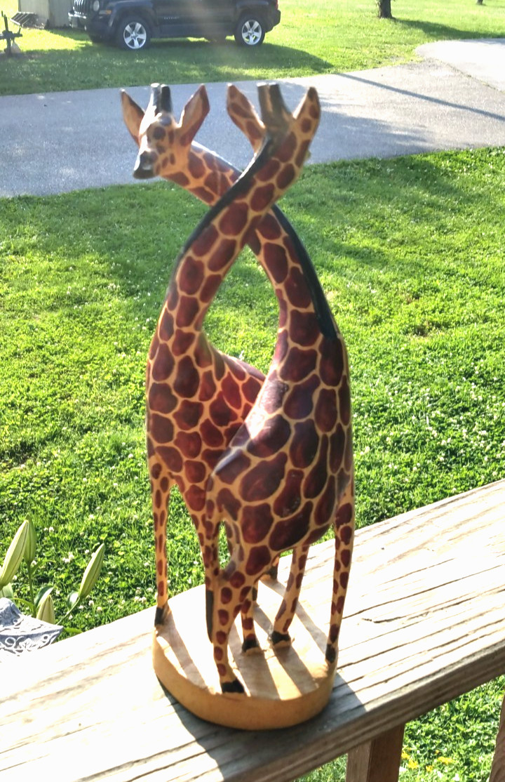 Vntg. African Art ∆ Hand carved Intertwined Giraffes Sculpture 12 1/4 in. Vntg. African Art ∆ Hand carved Intertwined Giraffes Sculpture 12 1/4 in.