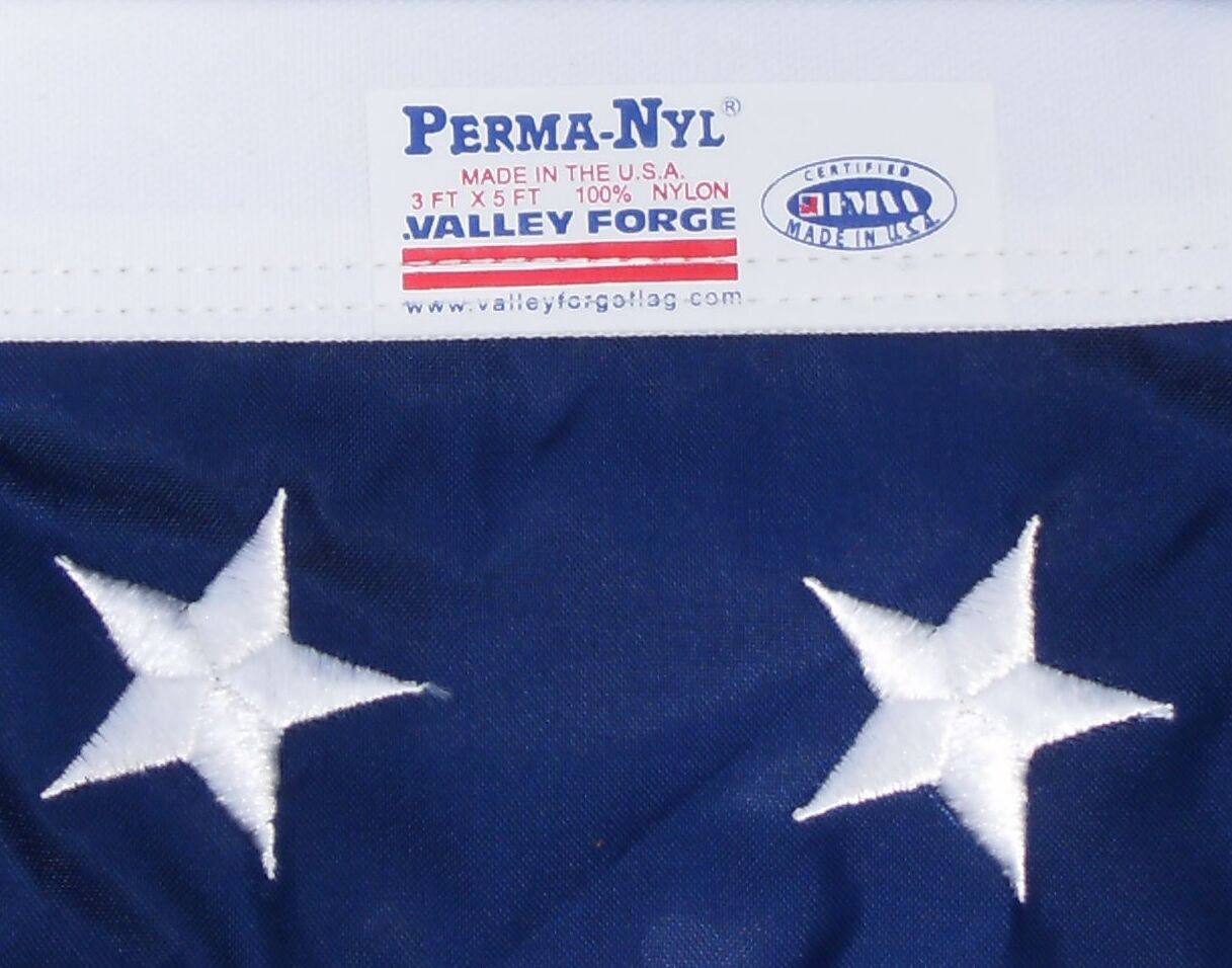 Commercial Grade- Valley Forge US American Flag 3\'x5\' sewn Nylon -100% USA Made