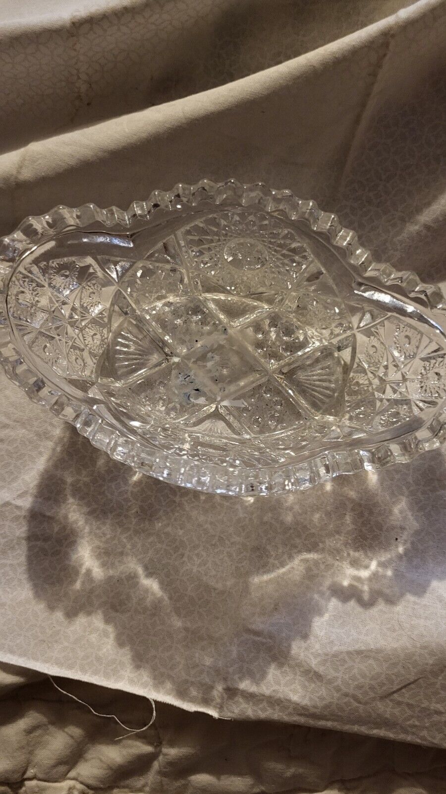 Vintage 1900 NuCut Brilliant EAPG Cut Crystal Bowl Sawtooth Rim Set Of 2