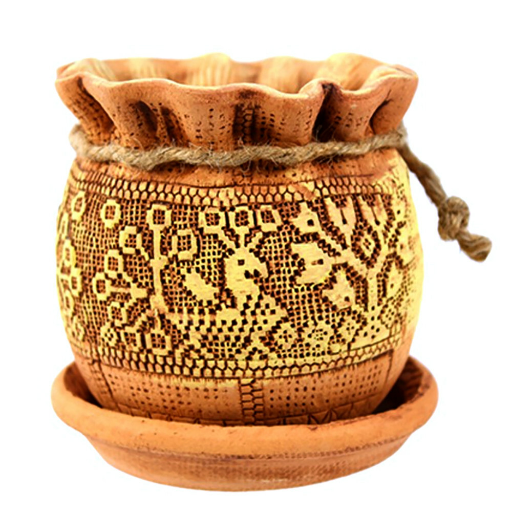 Brown Ceramic Planter Clay Cachepot Rustic Flower Pot Vintage Planter Terracotta