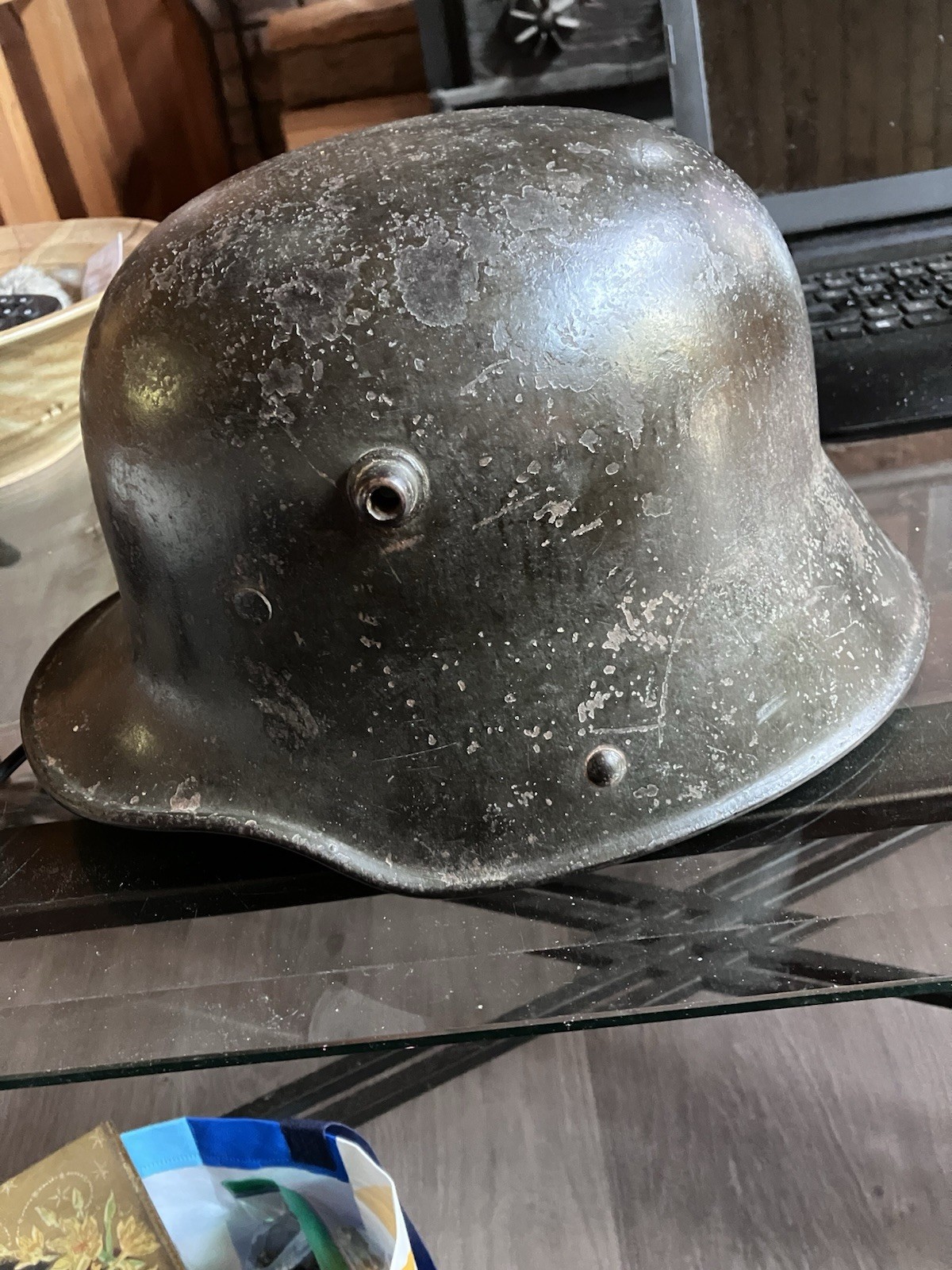 Original WWI German M16 Stahlhelm Helmet - Authentic Leather Liner TJ62 Röchling