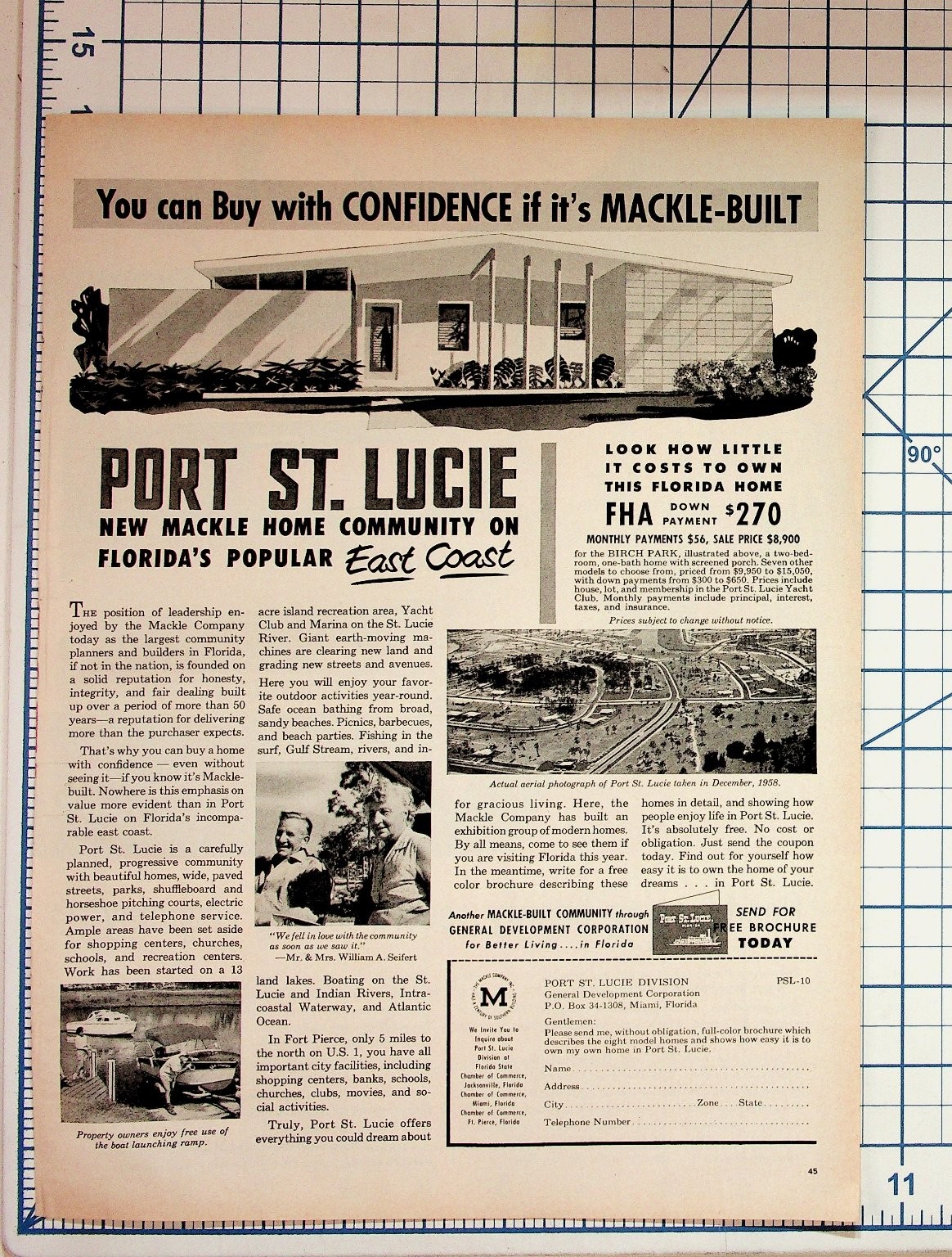 1959 Port St. Lucie Florida Mackle Homes Mid-Century Modern House Ad Ephemera