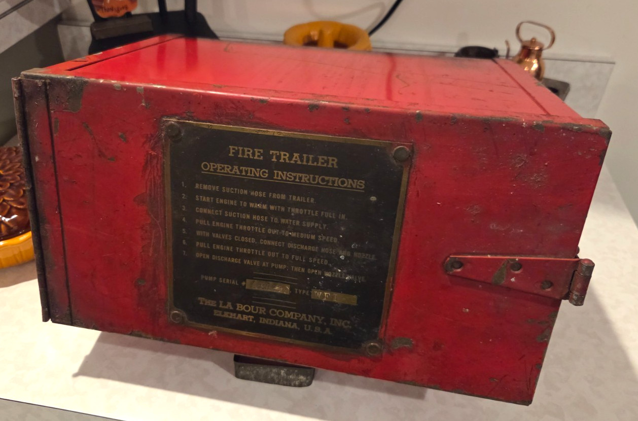 Vintage 1940s WWII Era La Bour Fire Trailer Extinguisher Tool Box & Instructions