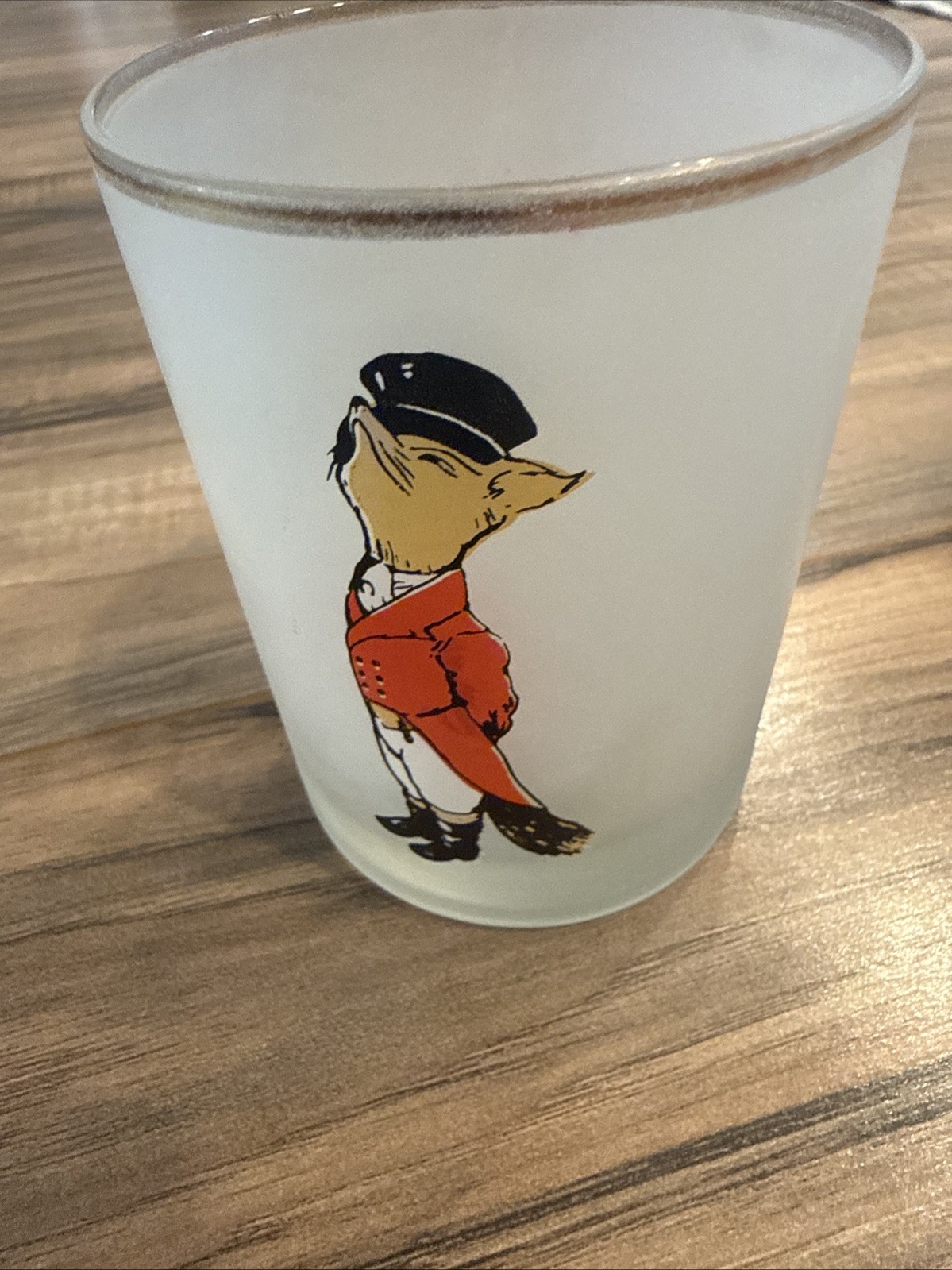Vintage Signed DANIEL BAER SNOOTY FOX Frosted Cocktail Glass