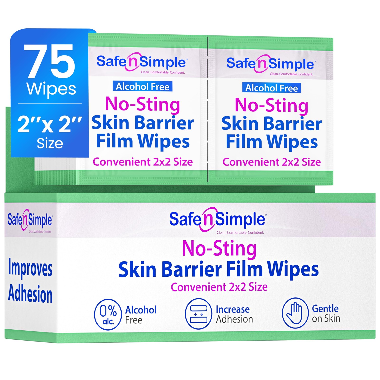 Skin Barrier Wipes No-Sting 2 x 2 Inch 75 Count Sensitive