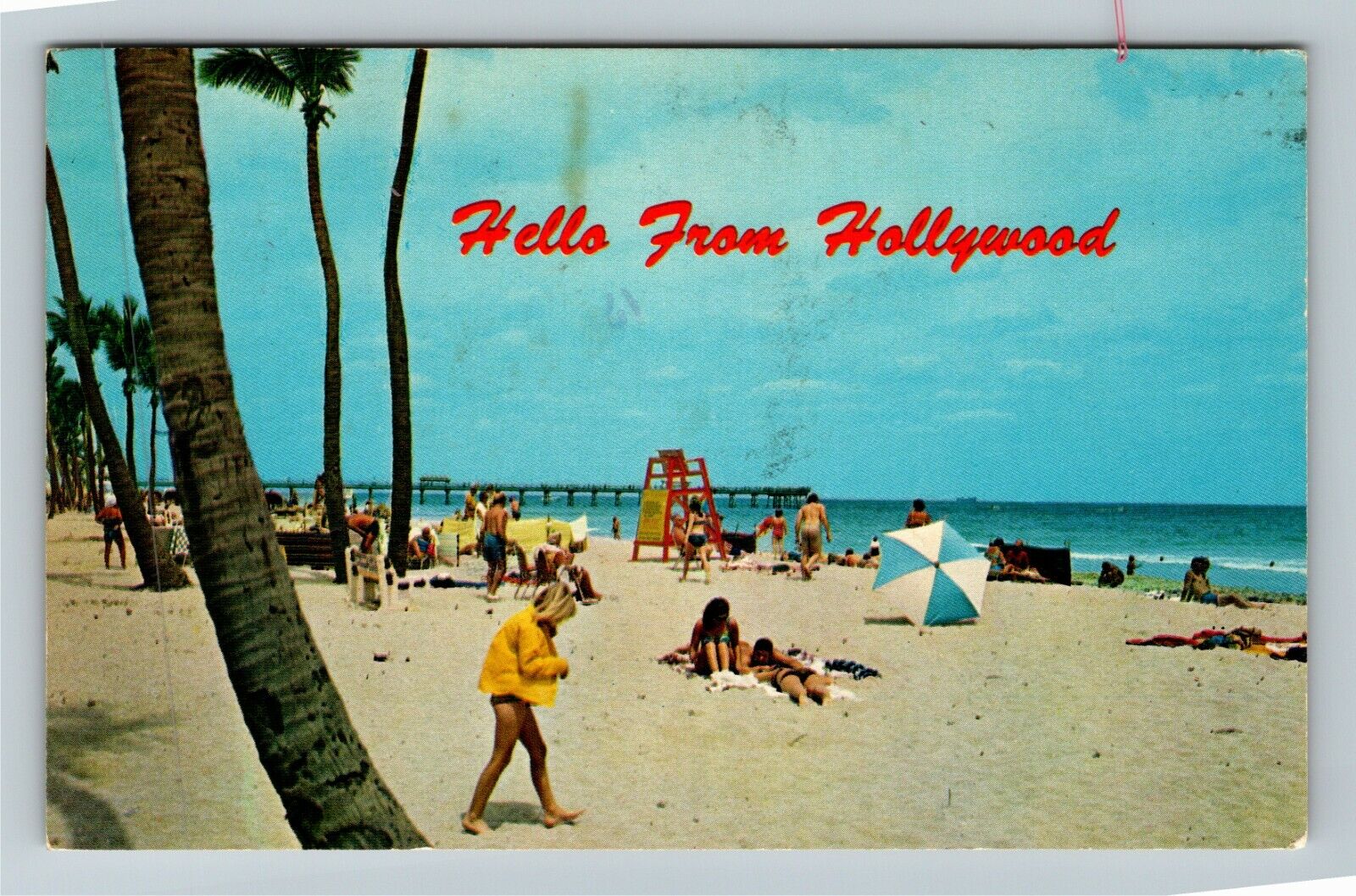Hollywood FL-Florida, Golden Sands, Blue Waters, c1972 Vintage Postcard