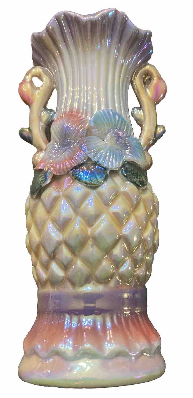Lustreware Vase Vintage Pearlescent Floral Greenbrier *K