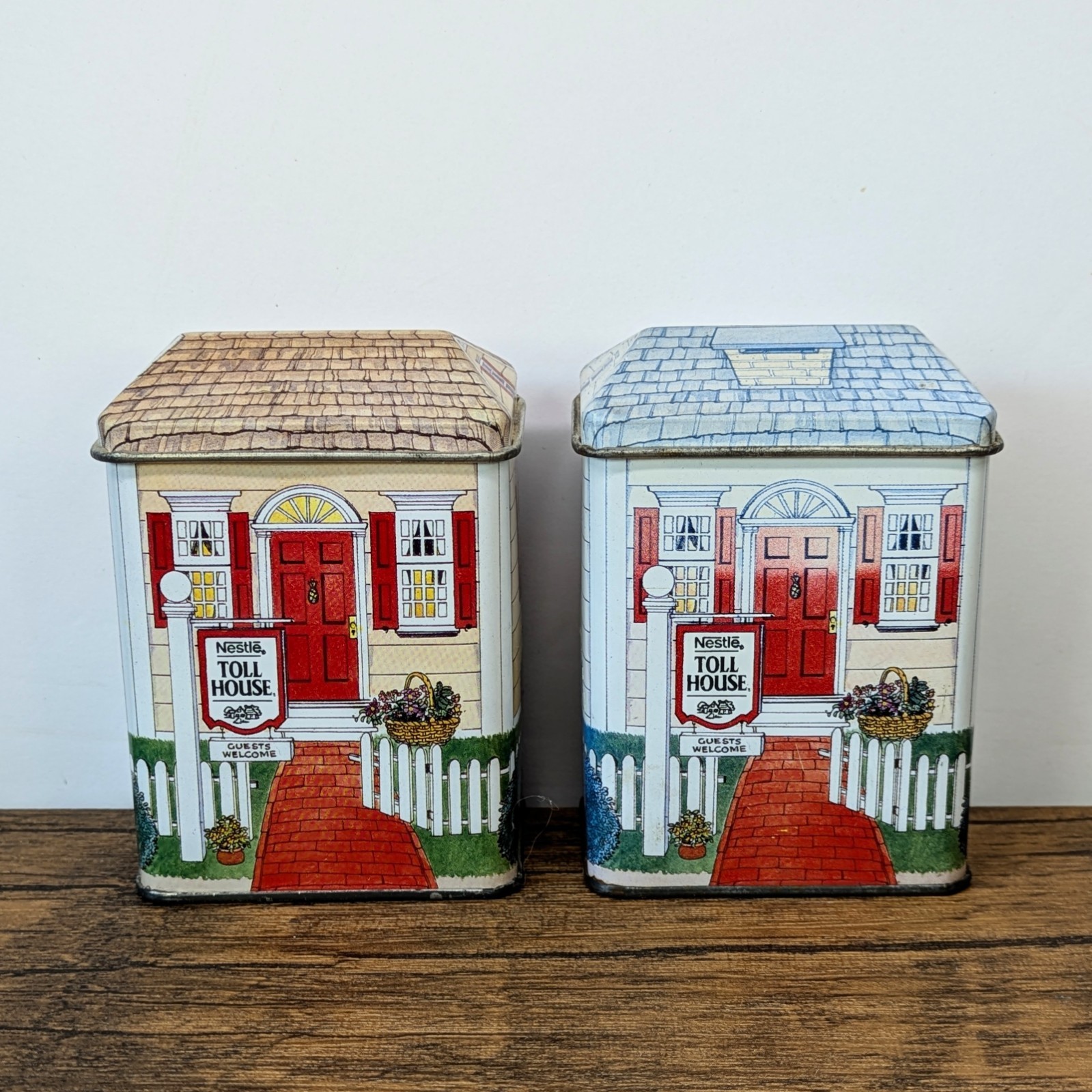 Vintage - Set of 2 Nestle Toll House Village Tins 3½\