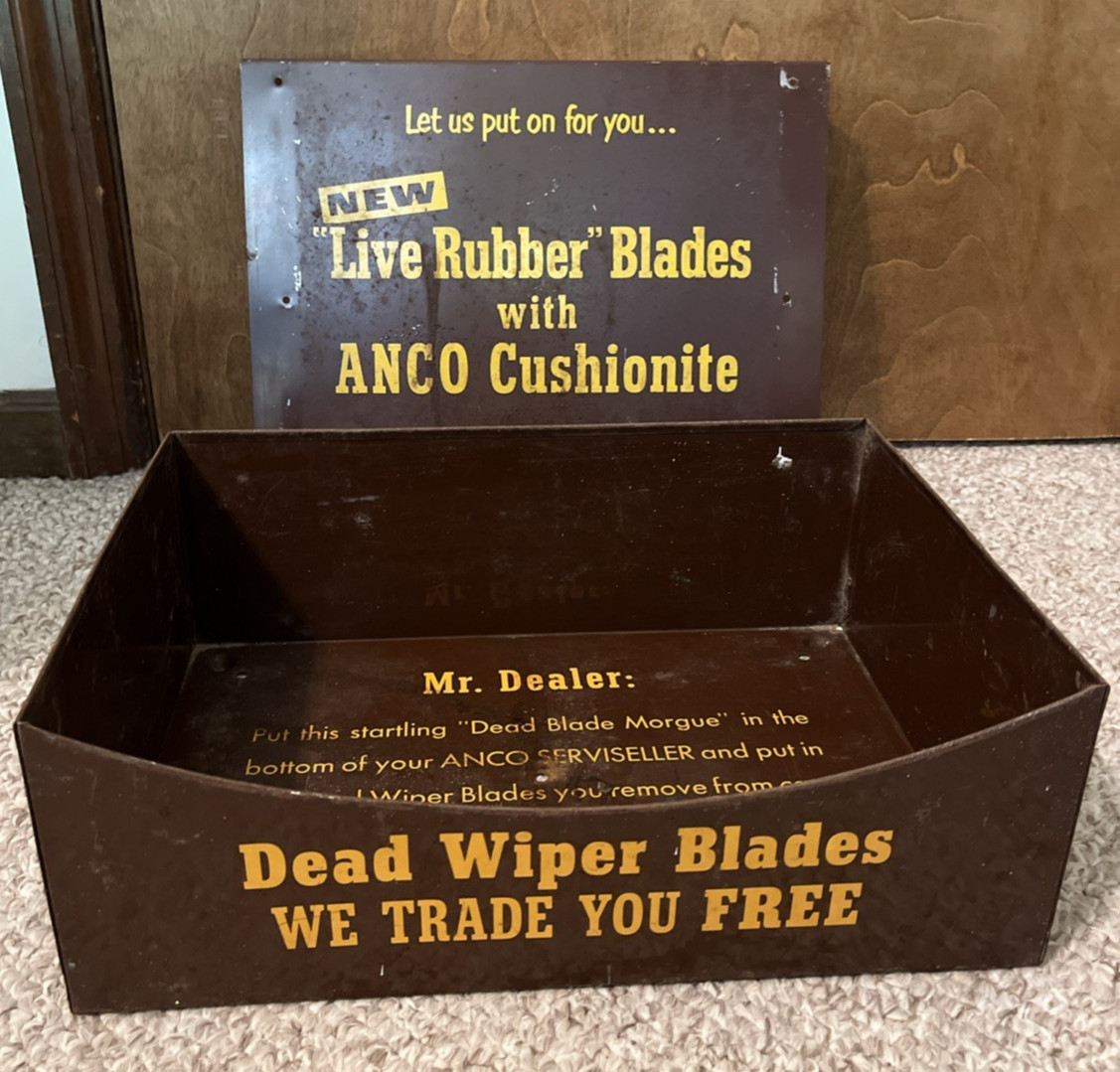 Vintage ANCO Wiper Blades Dead Blade Morgue Store Display & Cushionite Ad