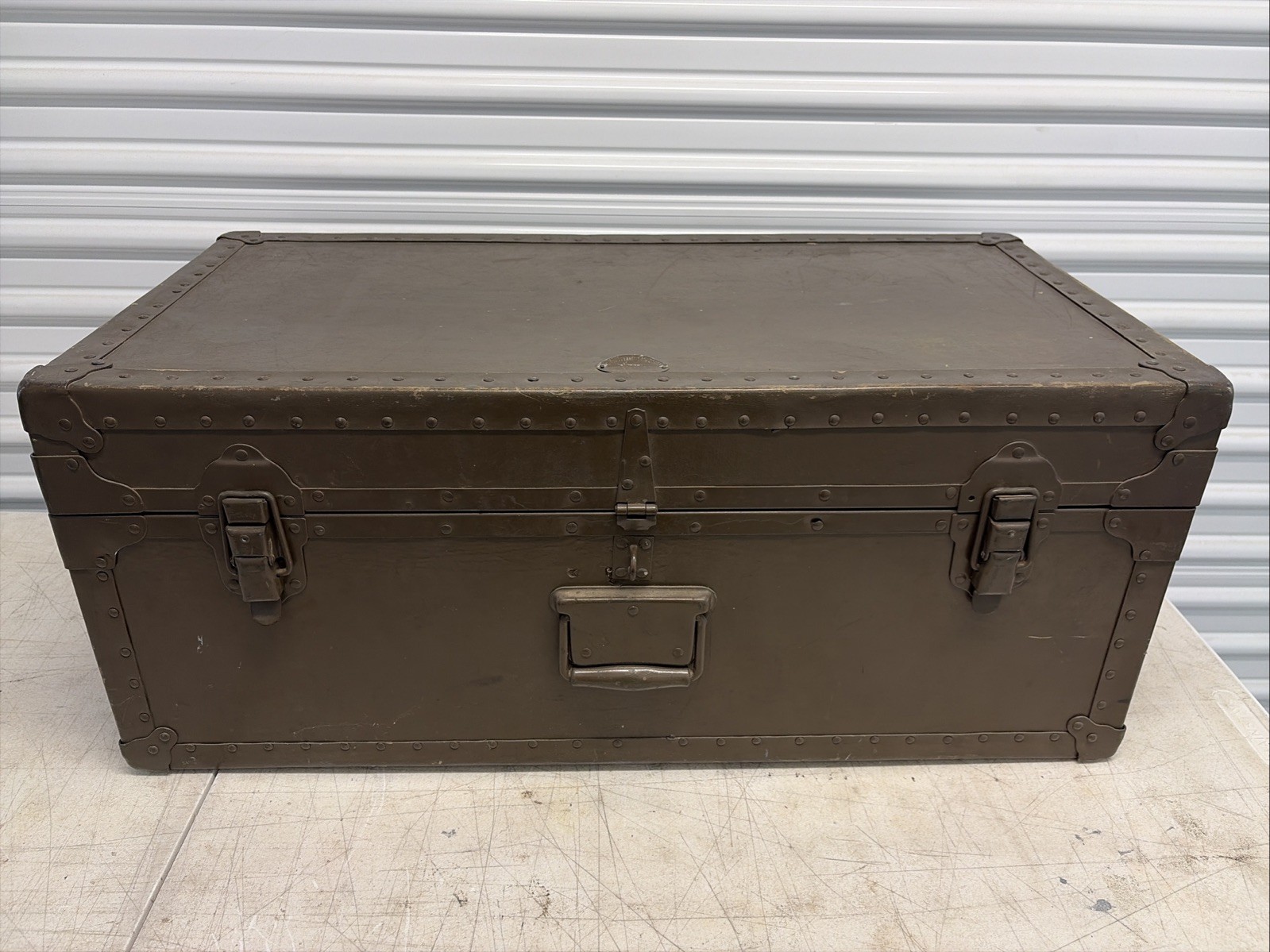 Vintage WWII Korean War Era Military Footlocker Poirier & Mclane Corp 1947 NICE