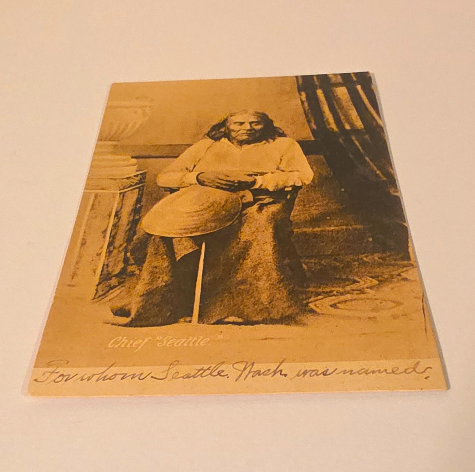 Chief Seattle Lithograph Postcard, Unposted, White Border Era c.1915-1930 (A1)