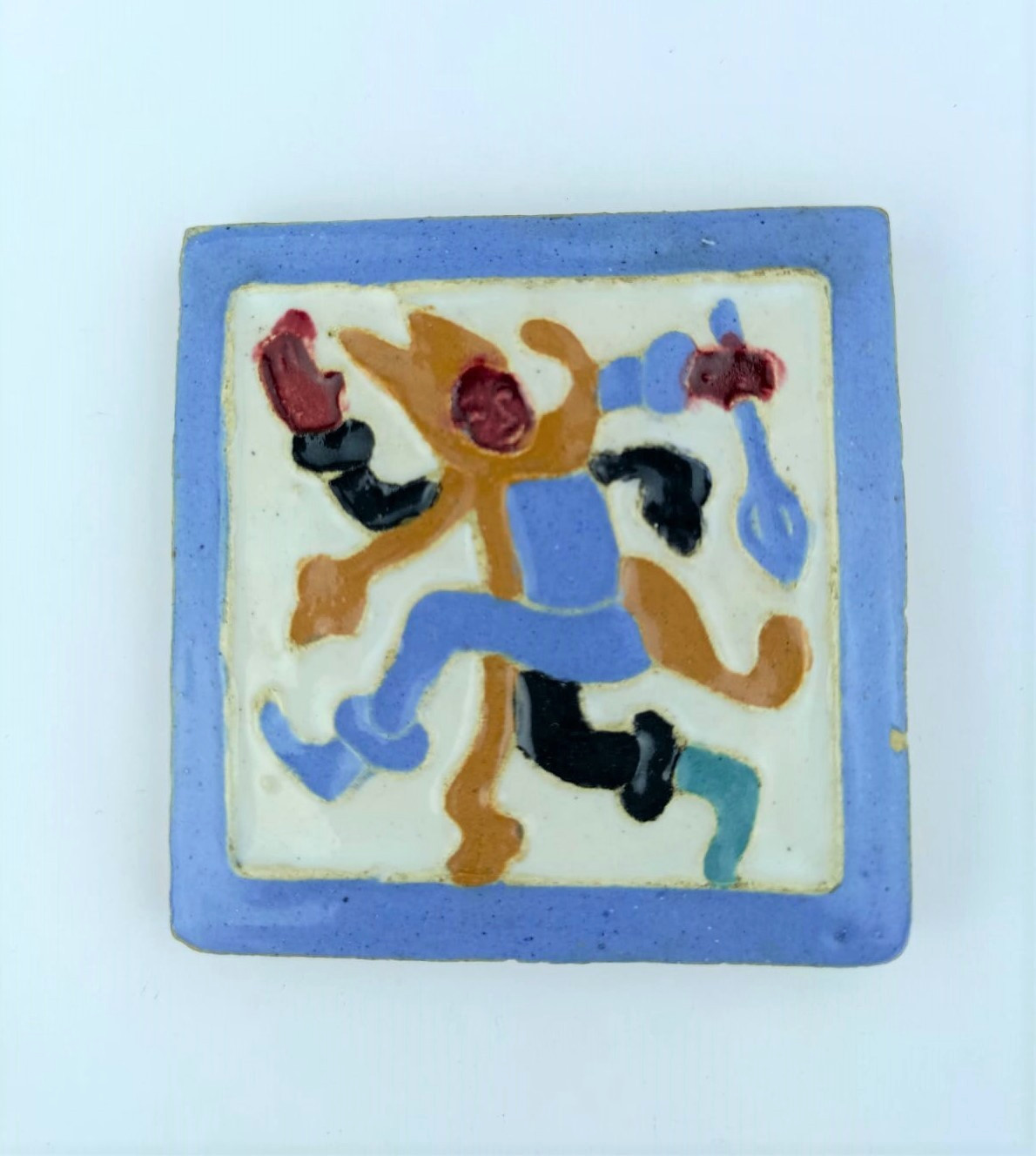 Rare Vintage Aguado Toledo Spain Art Pottery Tile Hand Painted VTG Spanish Tile