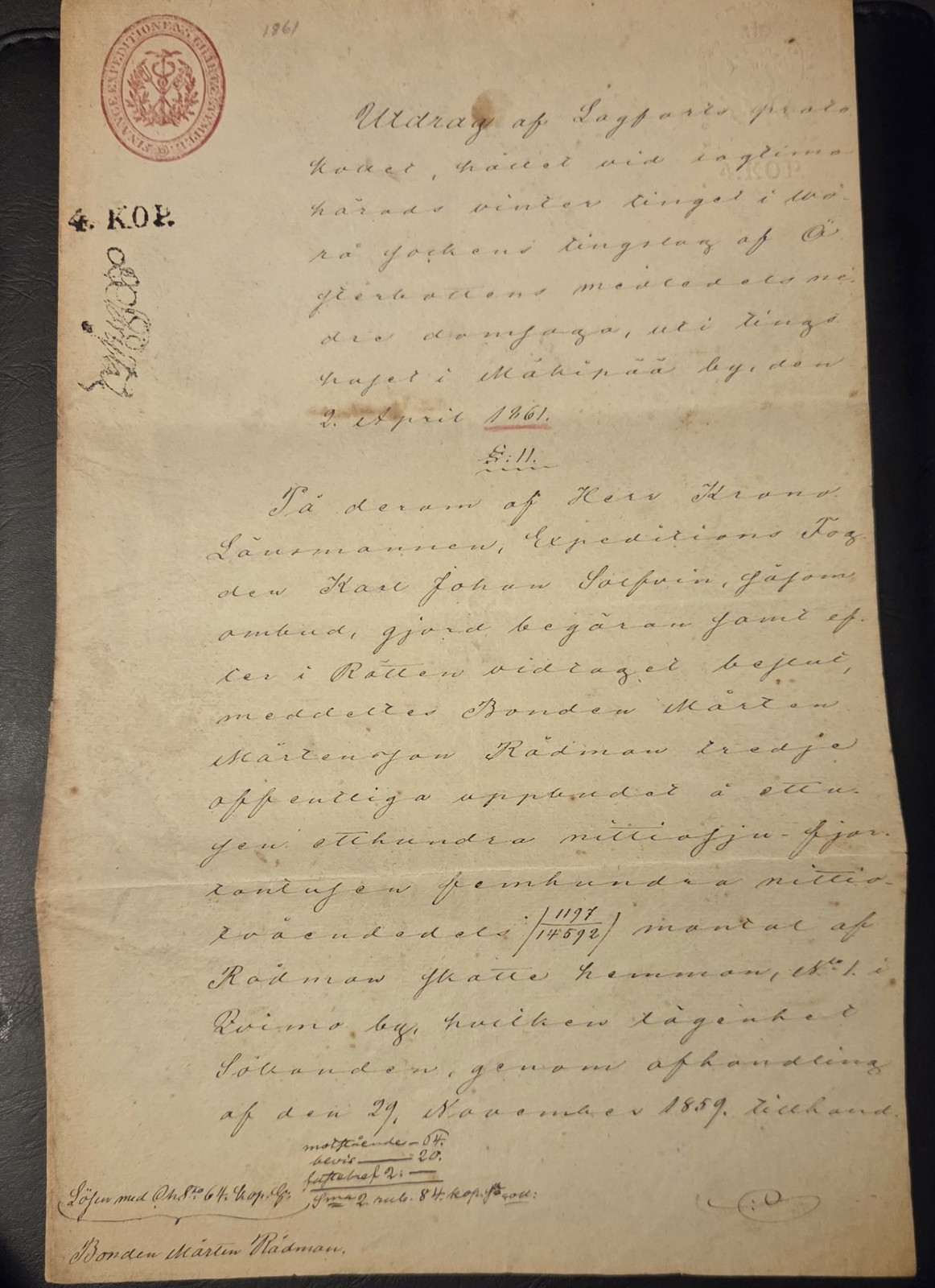 1861 Vintage Document ( READ DESCRIPTION )