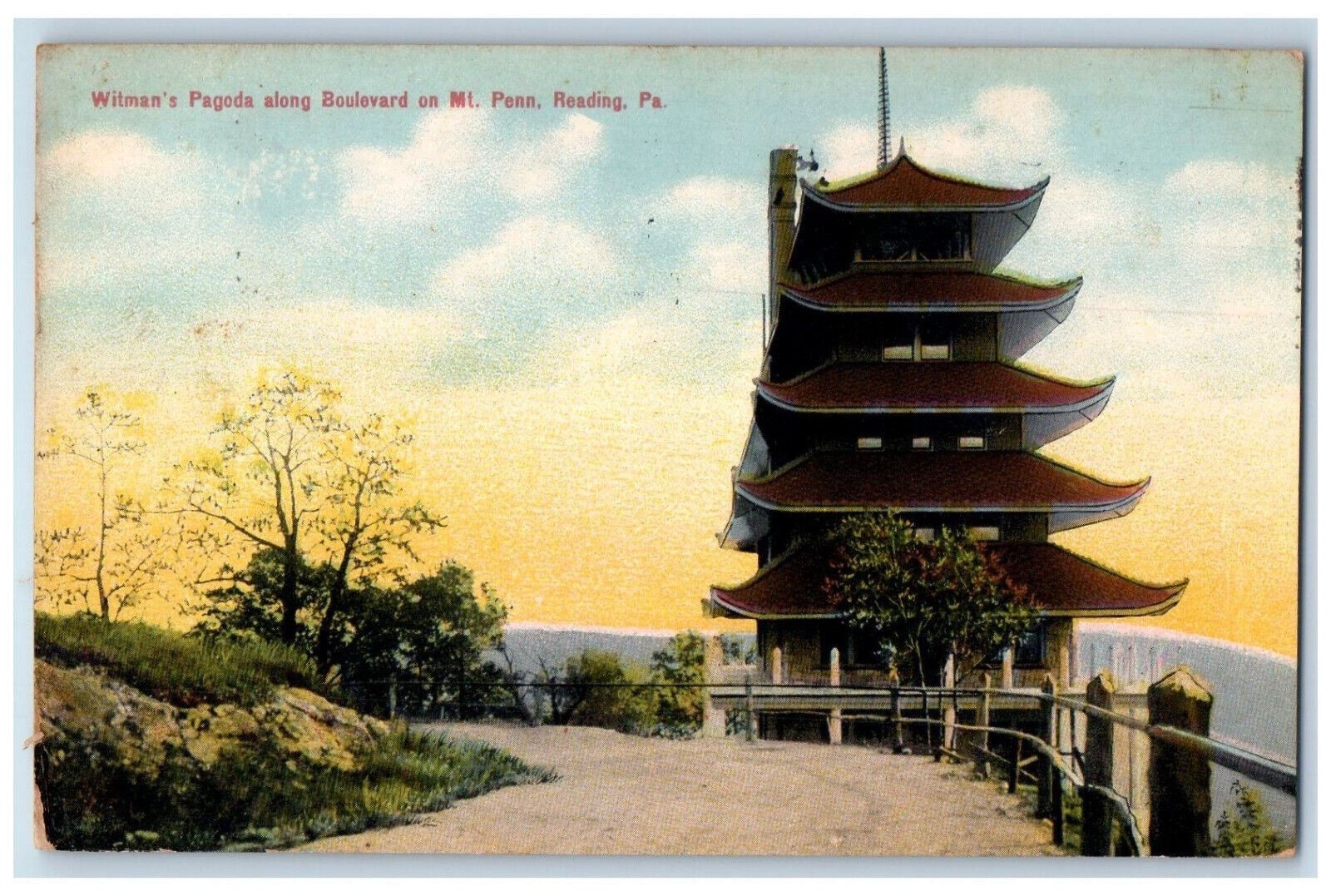 Witman\'s Pagoda Along Boulevard On Mt. Penn Reading Pennsylvania PA Postcard