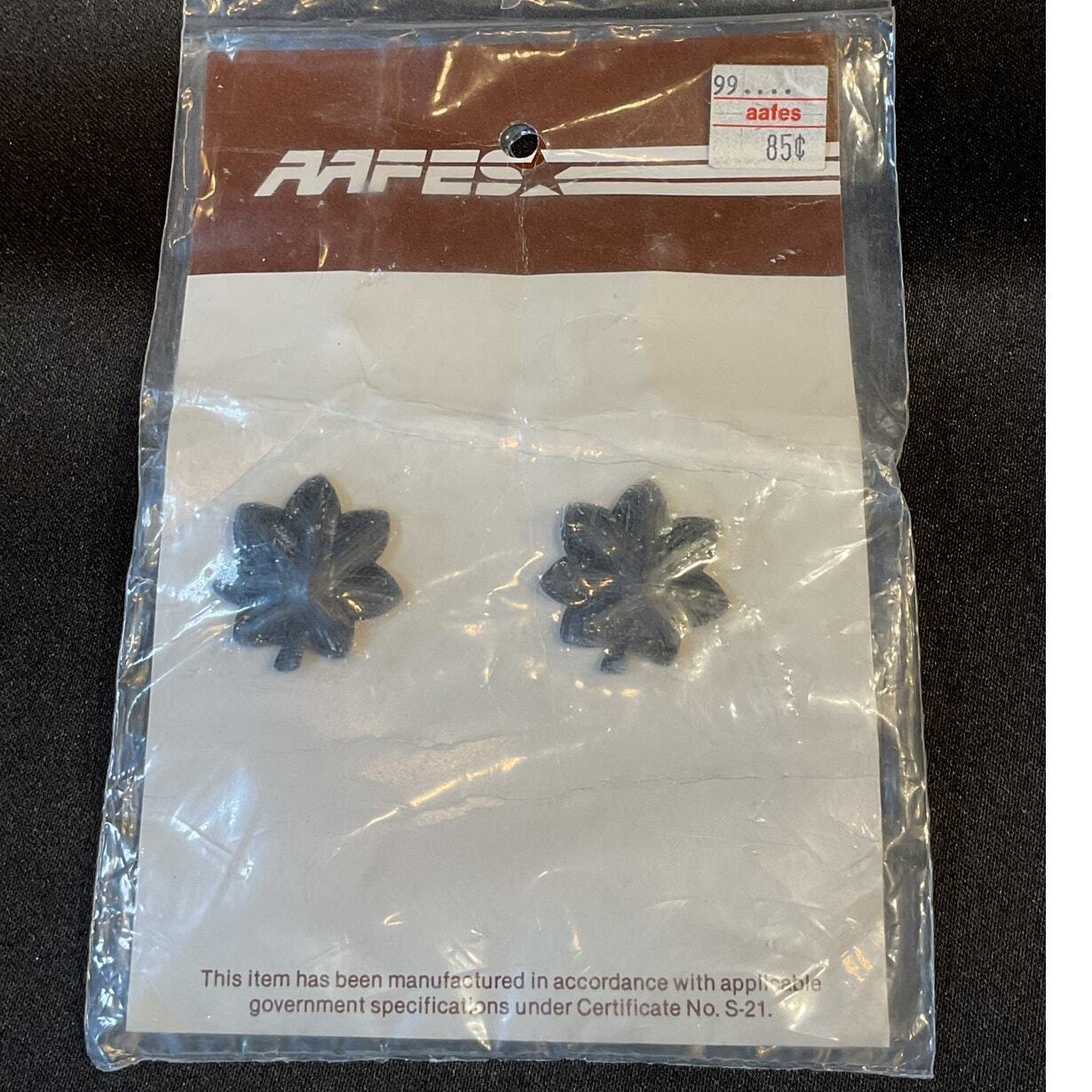 AAFES Black Oak Leaf Army Lt. Col. Uniform Rank Pins Set of 2