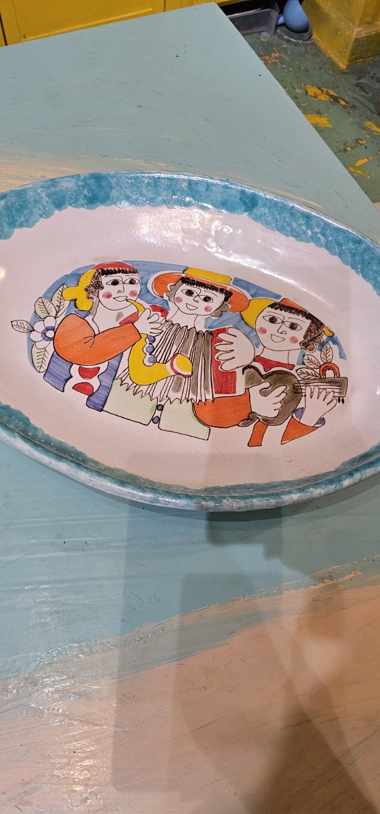 Vintage Desimone Italy Large Platter Musicians Hand Painted Wall Decor Use 13x18