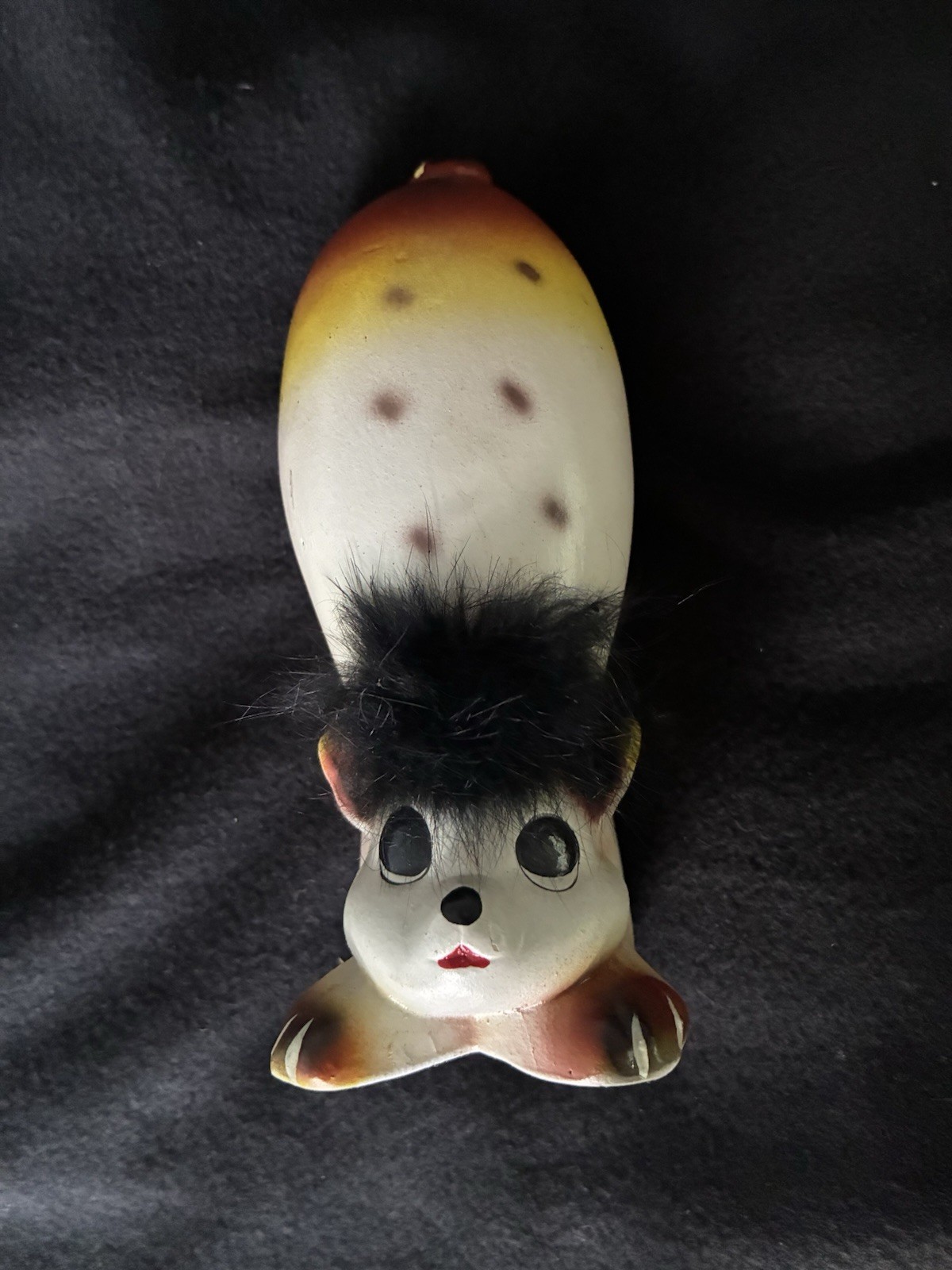 Vintage Unbranded Ceramic Squirrel With Fur Bank Figurine