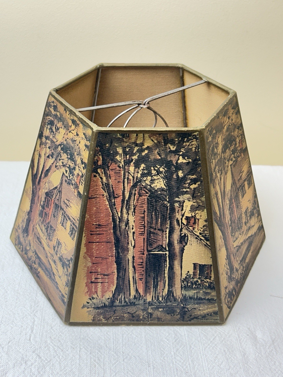 Vintage Coby Carlson Colonial Williamsburg Art Hexagonal Paper Lampshade