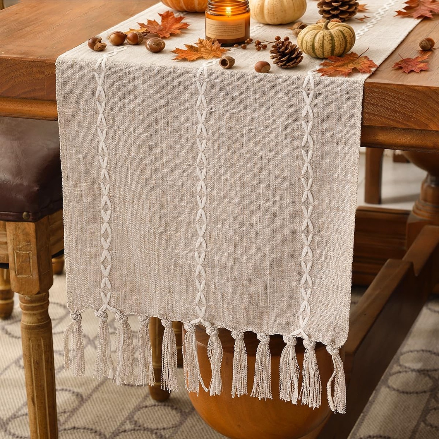 Wracra Rustic Linen Table Runner, Light Coffee Table Runners 72 inches Long Wracra Rustic Linen Table Runner, Light Coffee Table Runners 72 inches Long