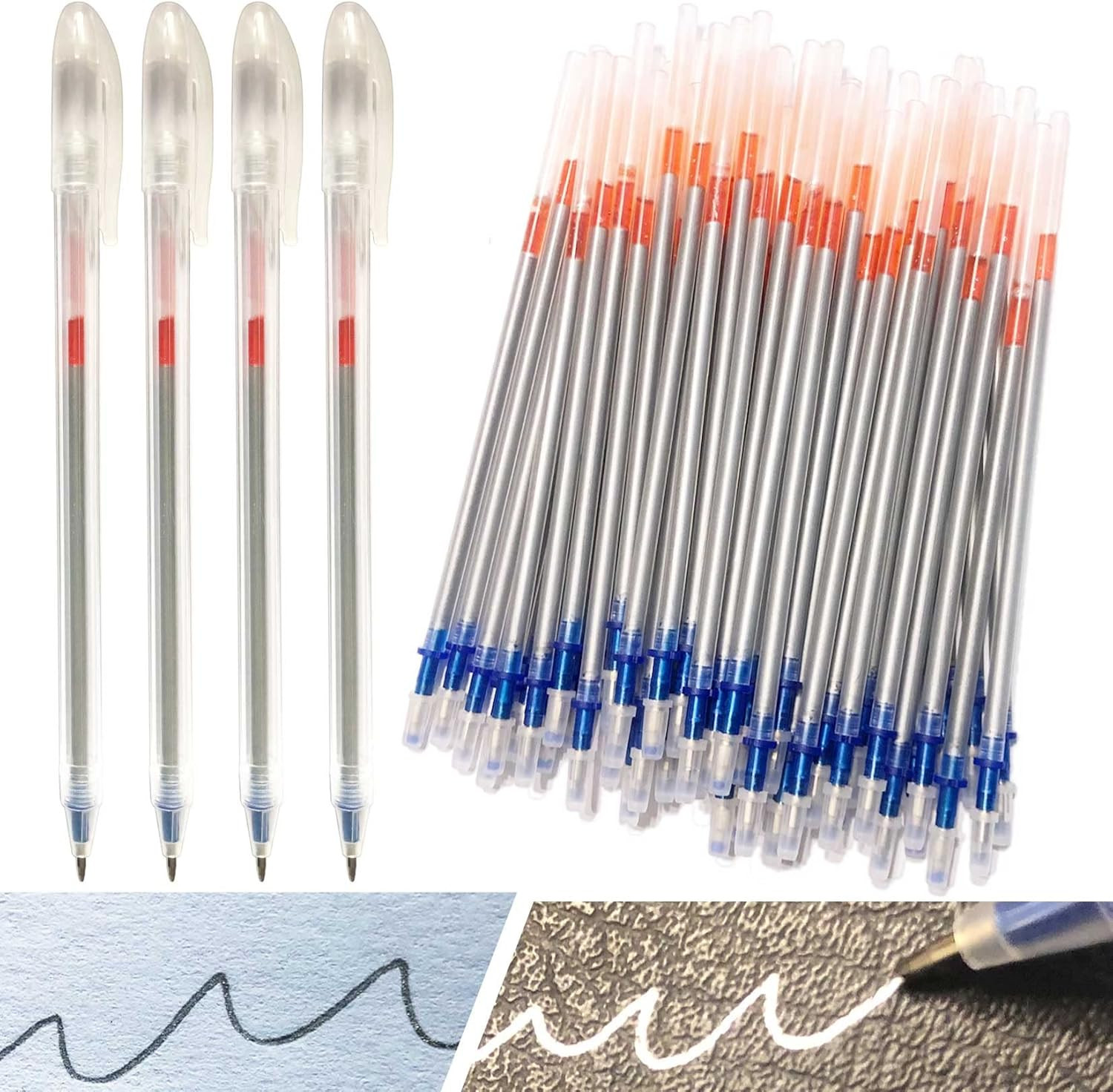 54 Pcs Leather Marking Pen Silver Fabric Markers Pen Set, 4 Pcs Pen Barrel