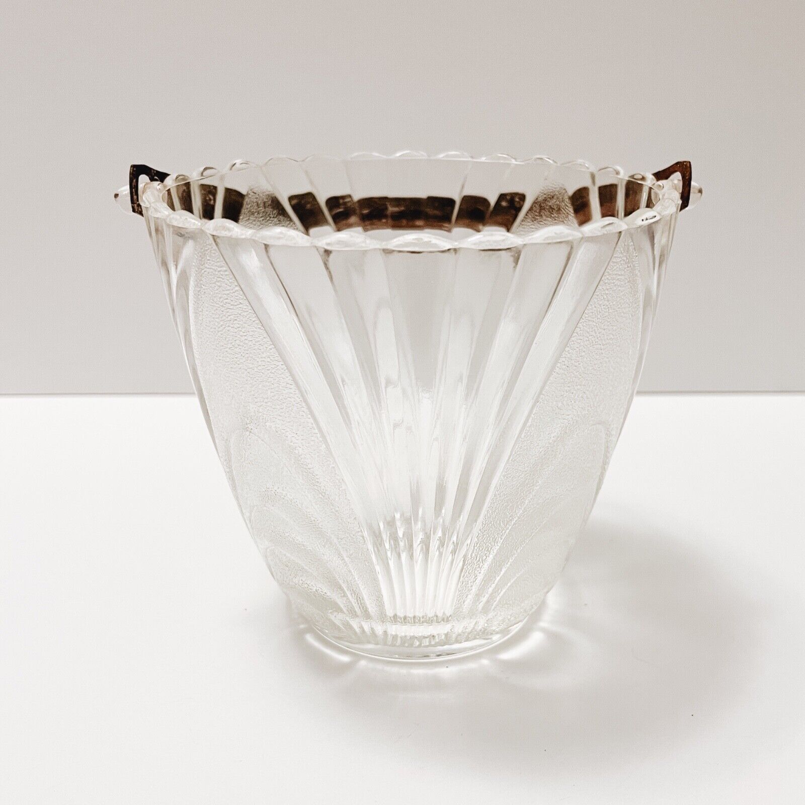 Vintage Clear Frosted Glass Ice Bucket