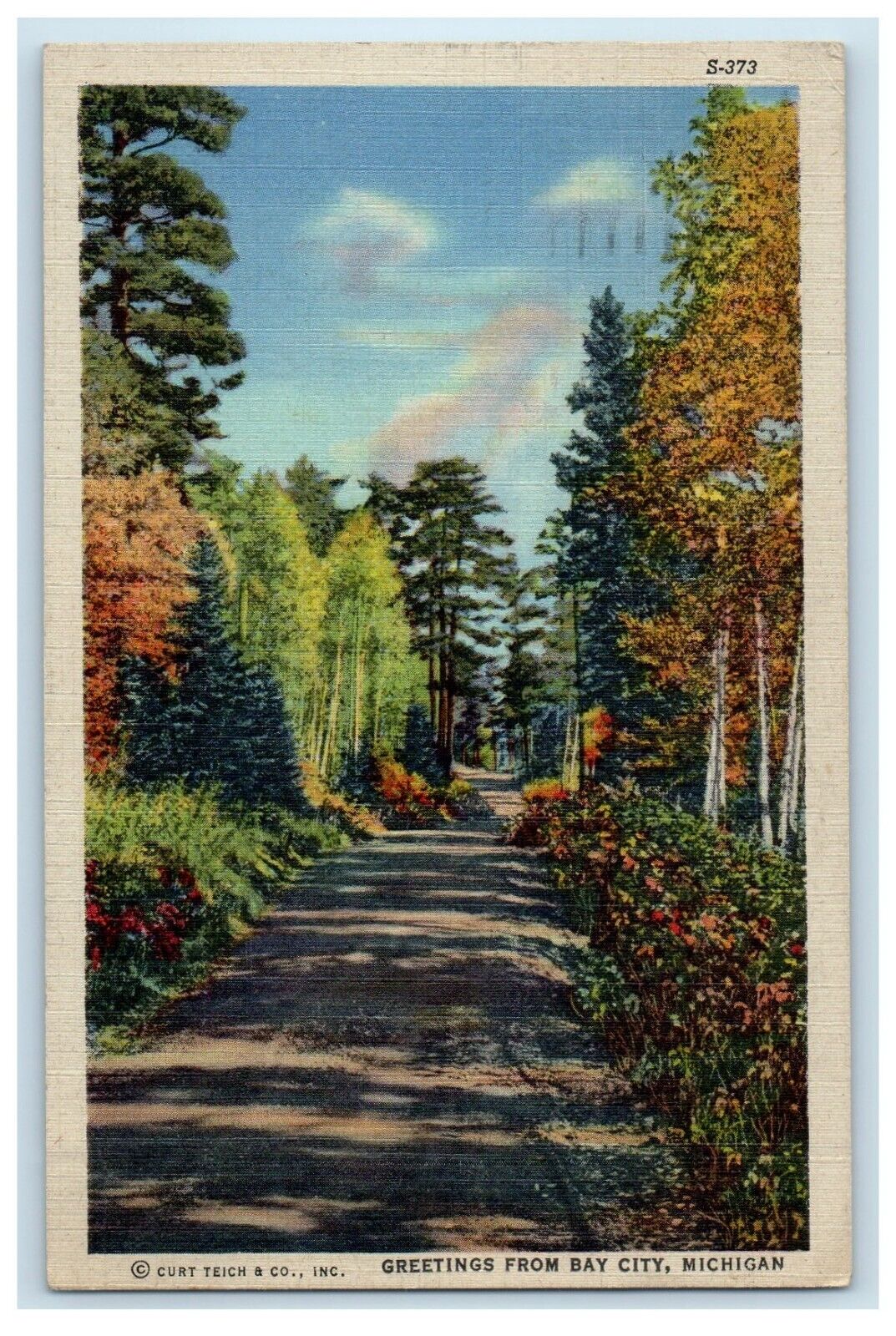 1947 Greetings From Bay City Michigan MI, Road View Posted Vintage Postcard