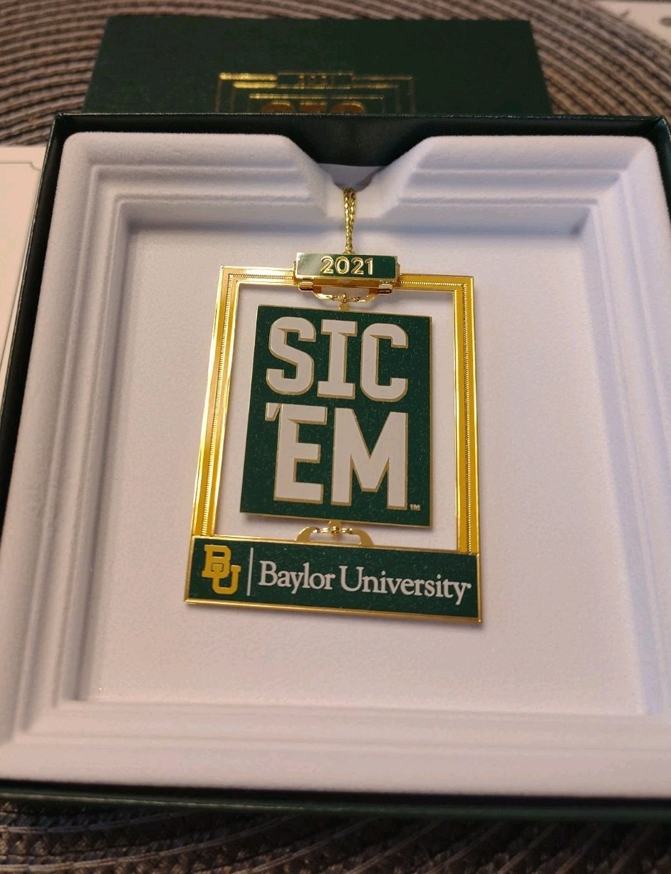 2021 Baylor University Bears Christmas Ornament - With Box- Sic\'em