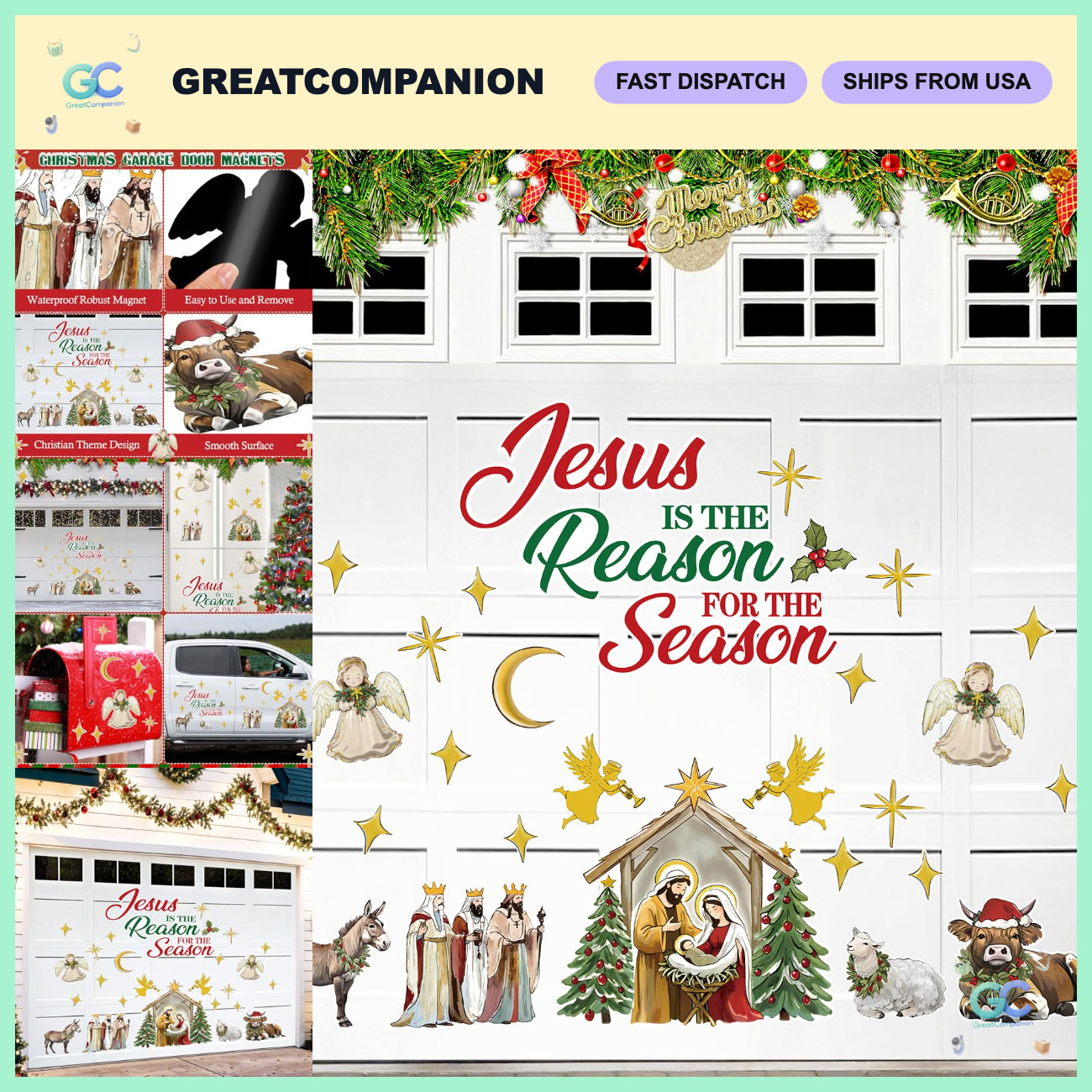 30 Pcs Vintage Nativity Scene Garage Door Magnets - Christmas Religious Decor, D