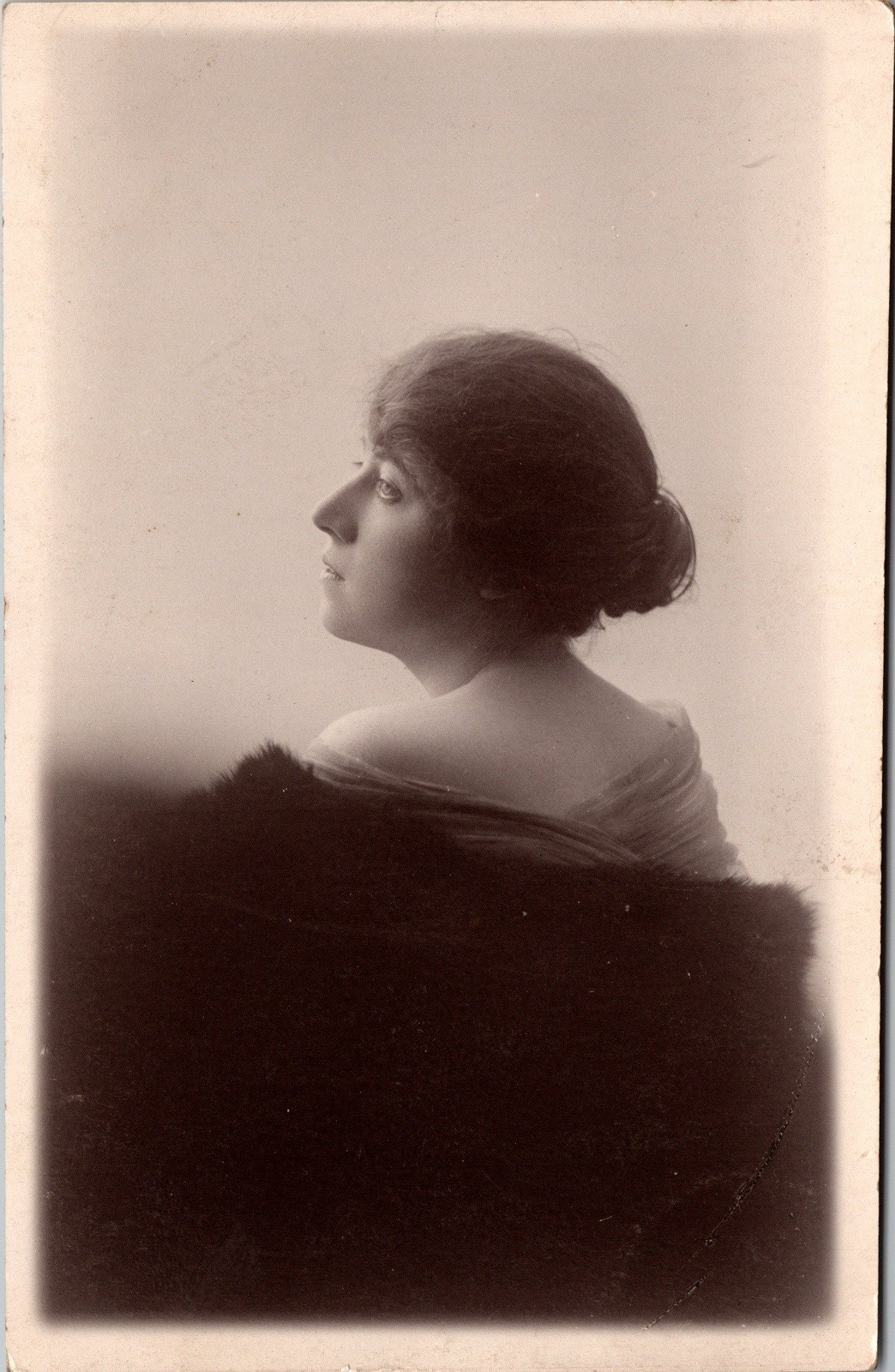 Postcard Real Photo RPPC Side View of Attractive Woman Unposted