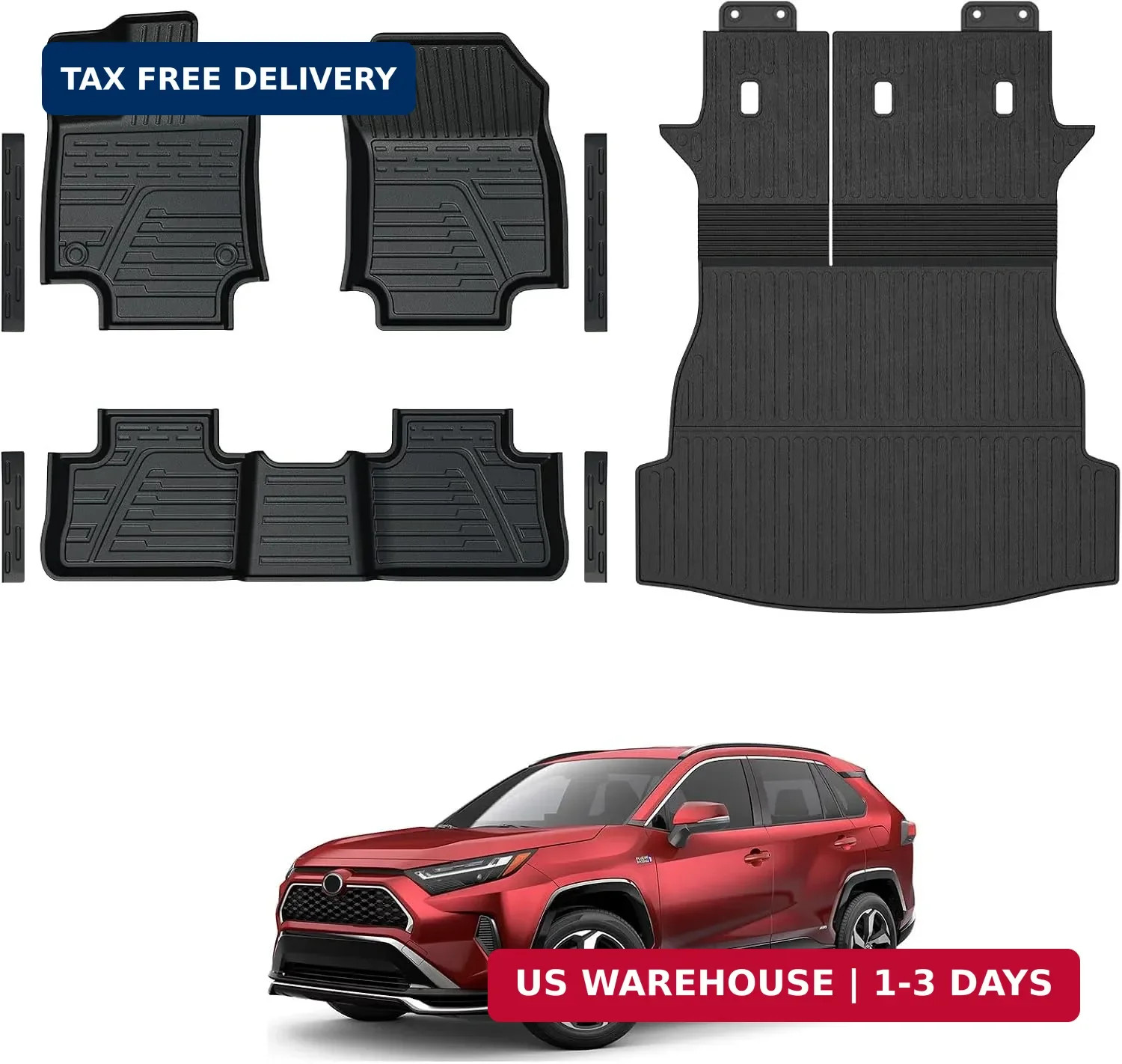 Floor Mats for Toyota RAV4 2019-2025, All Weather Floor Mats Trunk Cargo Liner w