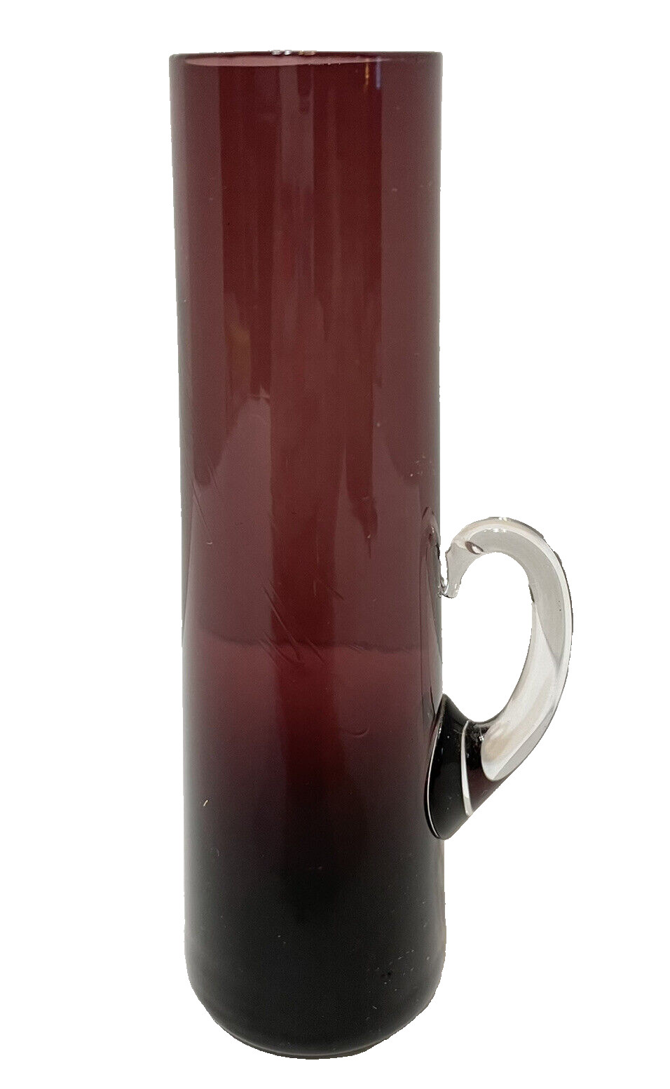 Vintage Amethyst Art Glass Slim Cup Bud Vase Glass Handle 5\