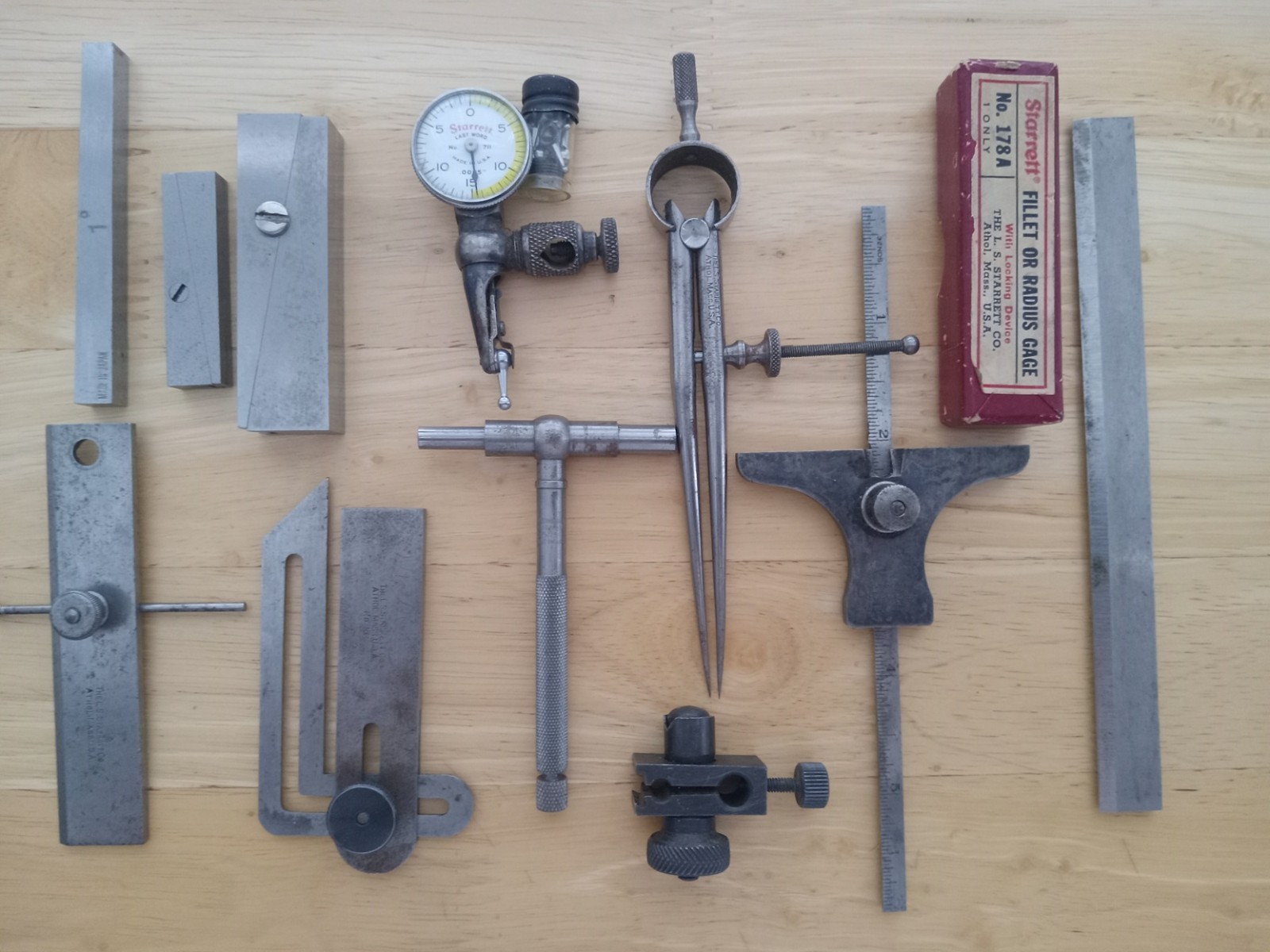Machinist Tools, small group of Starrett and other brands