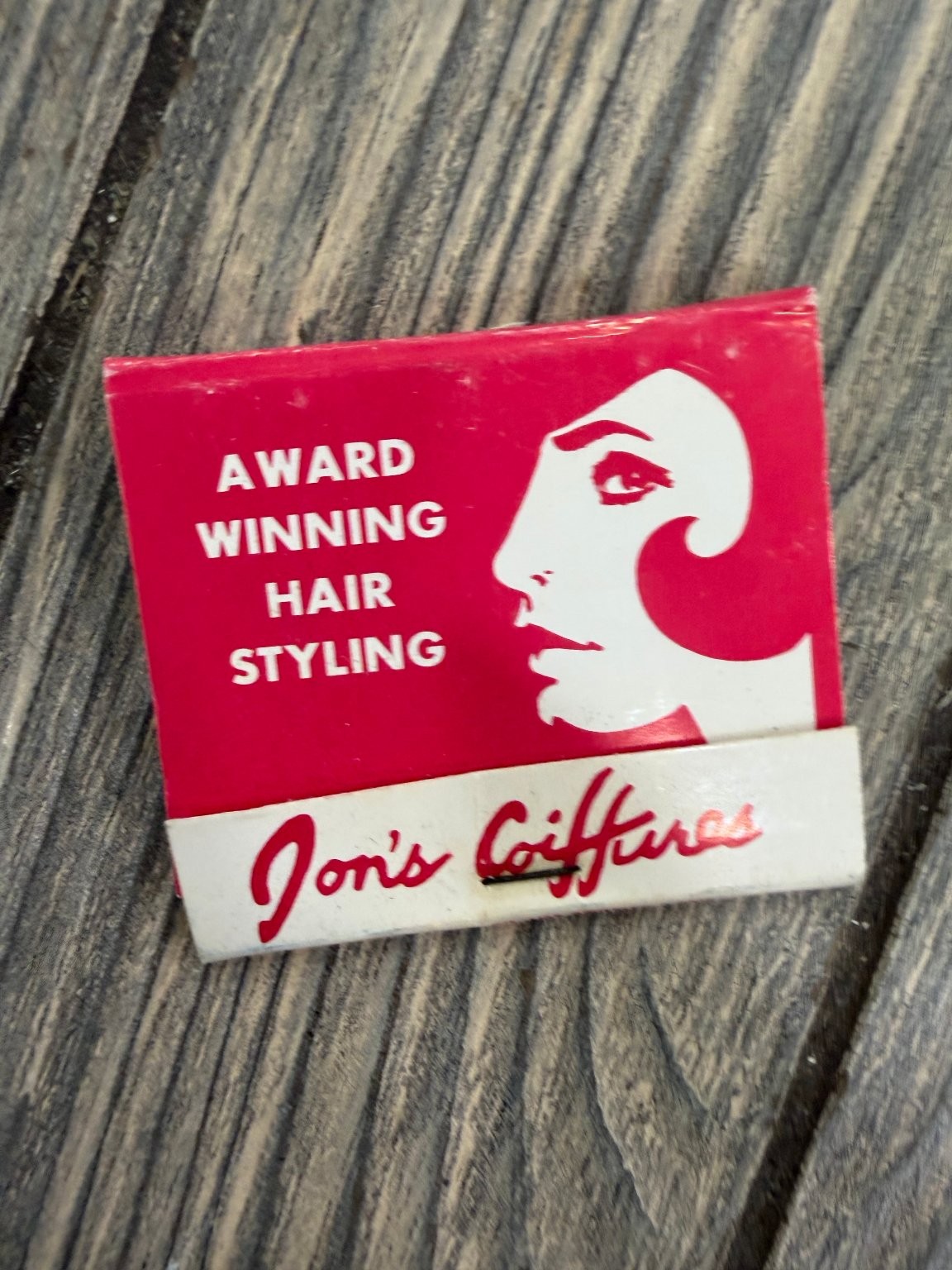 Jon\'s Coiffures 1960s 70s Woman Silhouette Red Hair Styling Matchbook