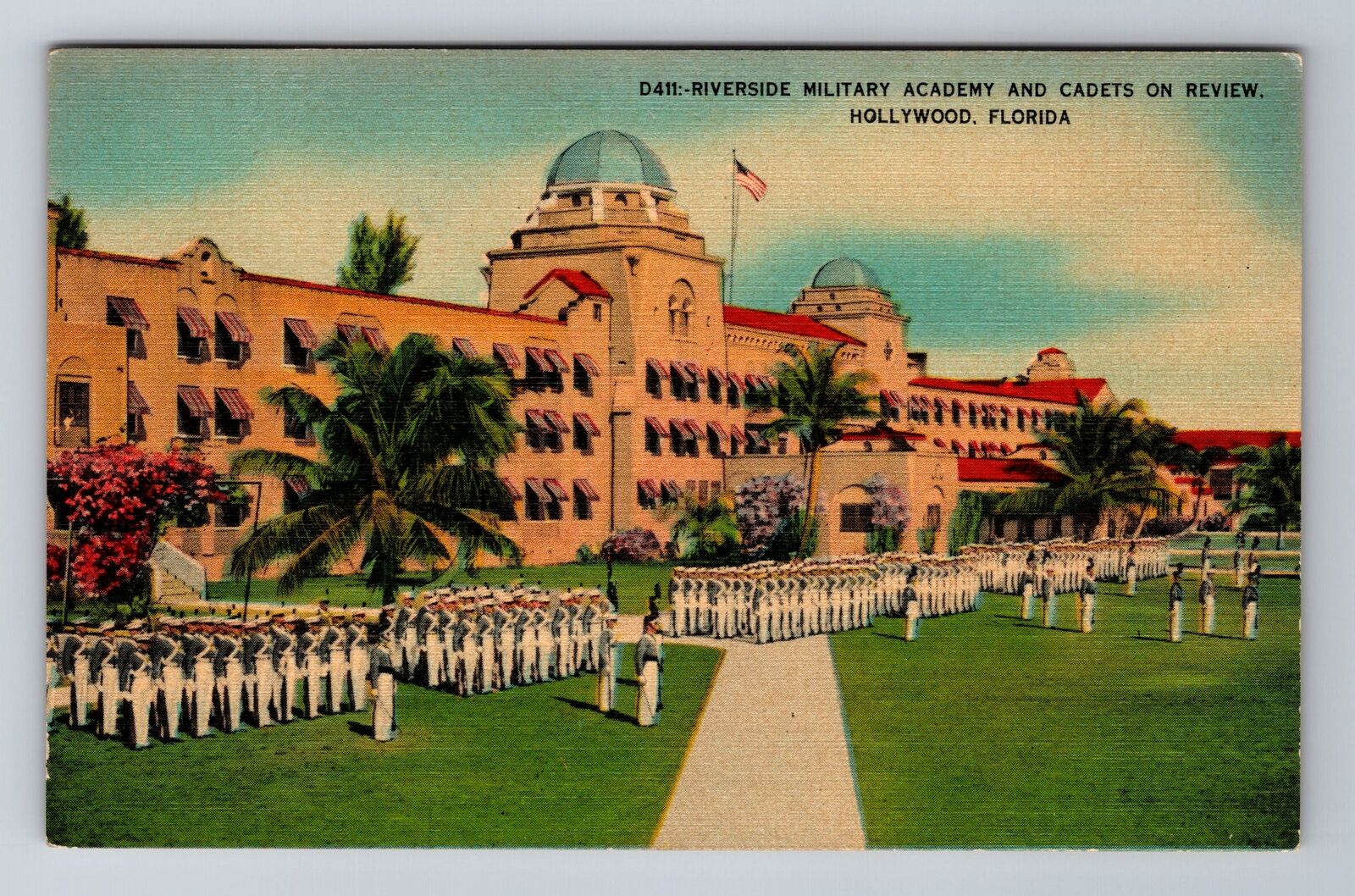 Hollywood FL-Florida, Riverside Military Academy, Antique Vintage Postcard