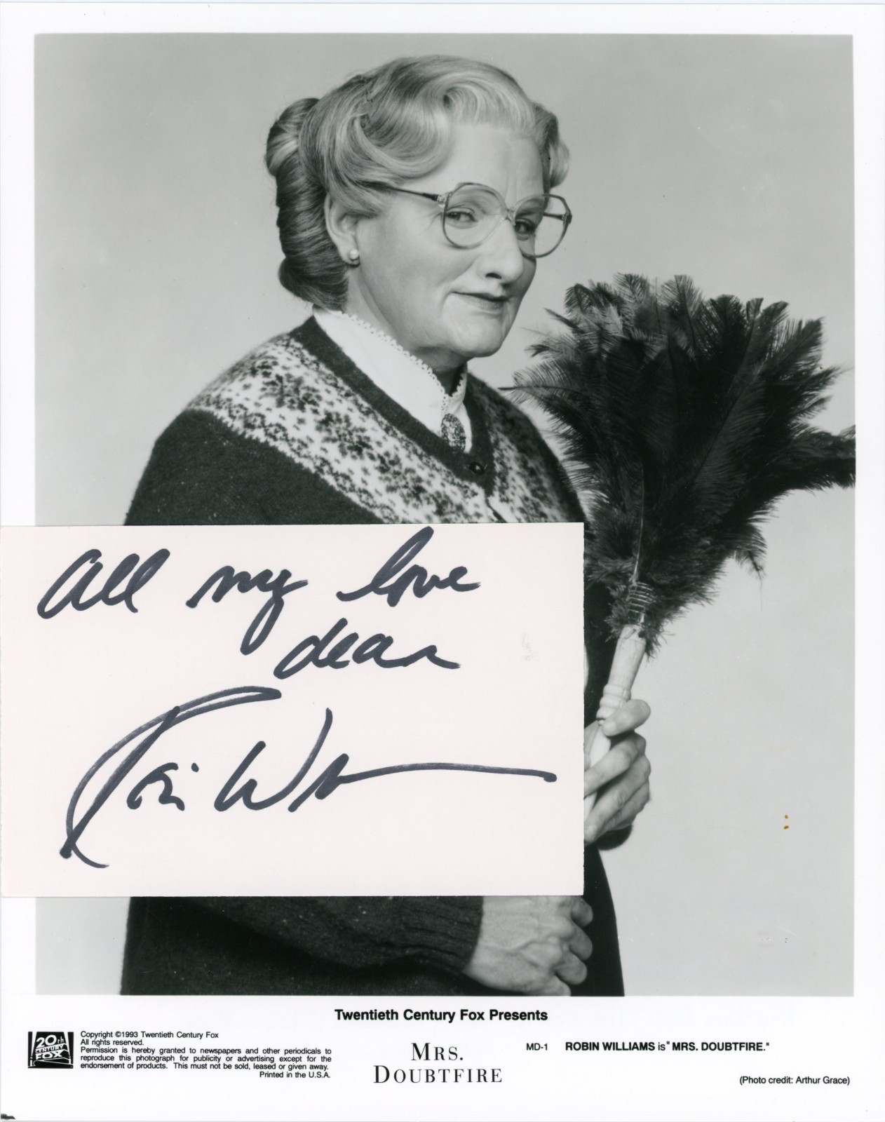 Robin Williams – Signed Index Card + Vintage 