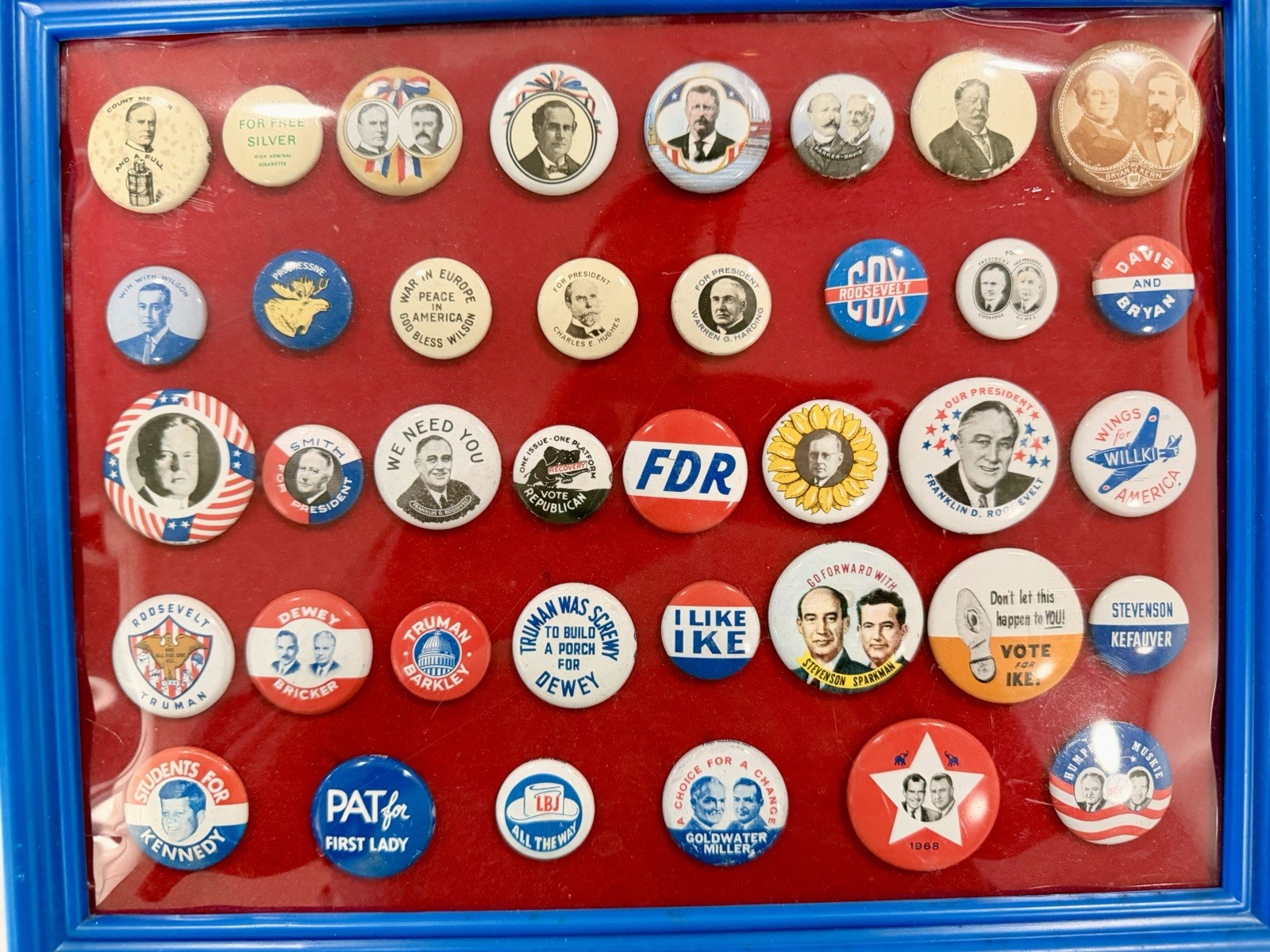 Historical Political Pins including JFK, FDR, Dewey, Ike, Etc.
