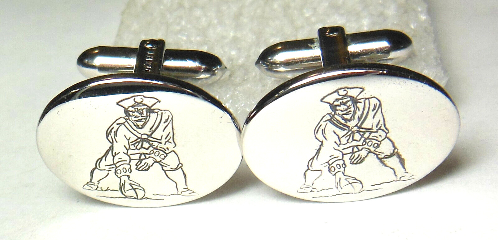 🏈 Vtg.1960's logo STERLING Silver New England (Boston) PATRIOTS NFL cufflinks