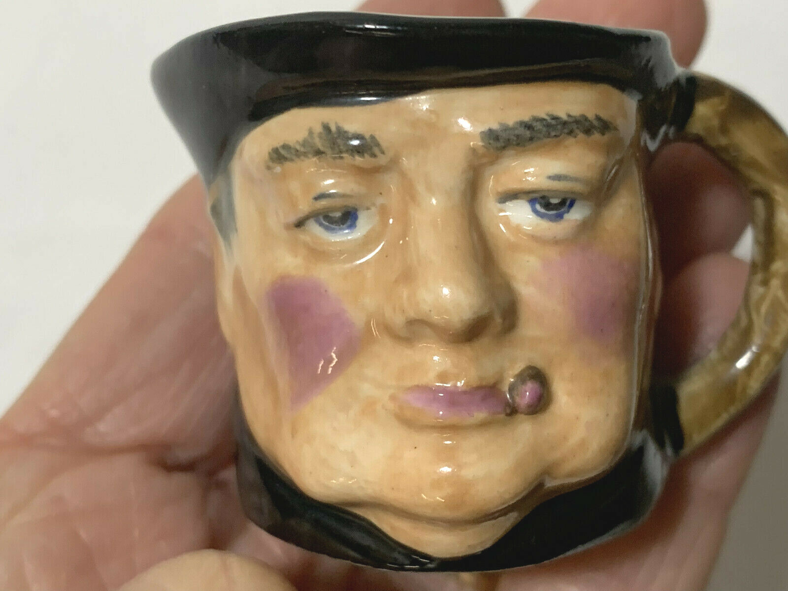 Old Antique VTG Winston Churchill Mini Toby Mug Creamer Snel Ware 1.75