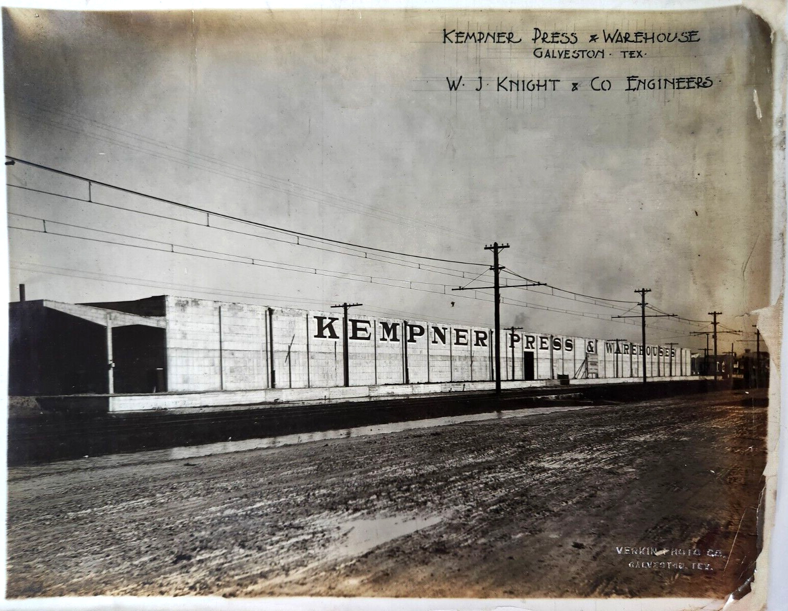 Kempner Press Galveston Texas Vintage 1915 Architecture Building Photograph