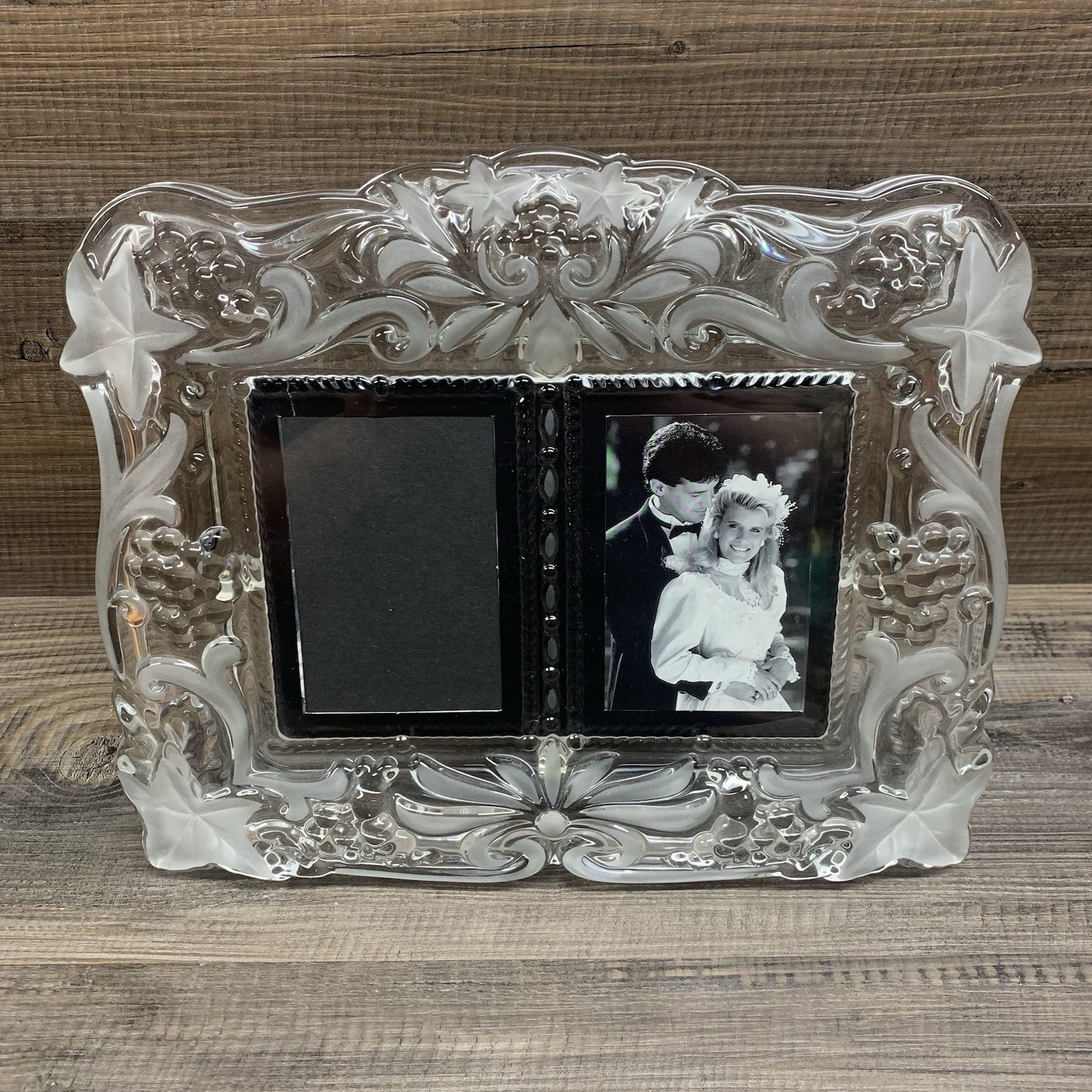 Mikasa Crystal Picture Frame Duet Double Photos Vtg Memories