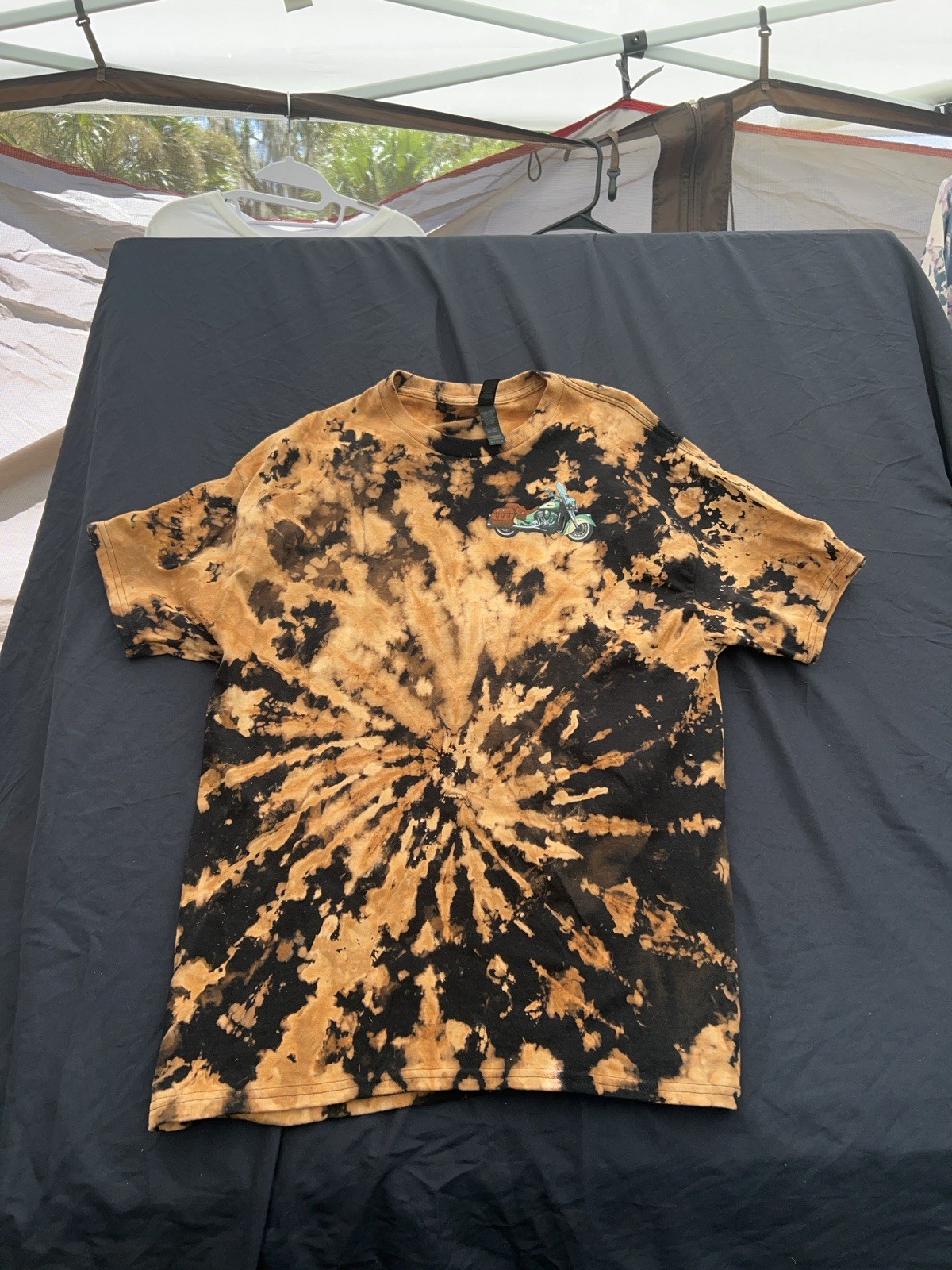 Harley-Davidson Tie-Dye Black & Tan Motorcycle Graphic T-Shirt